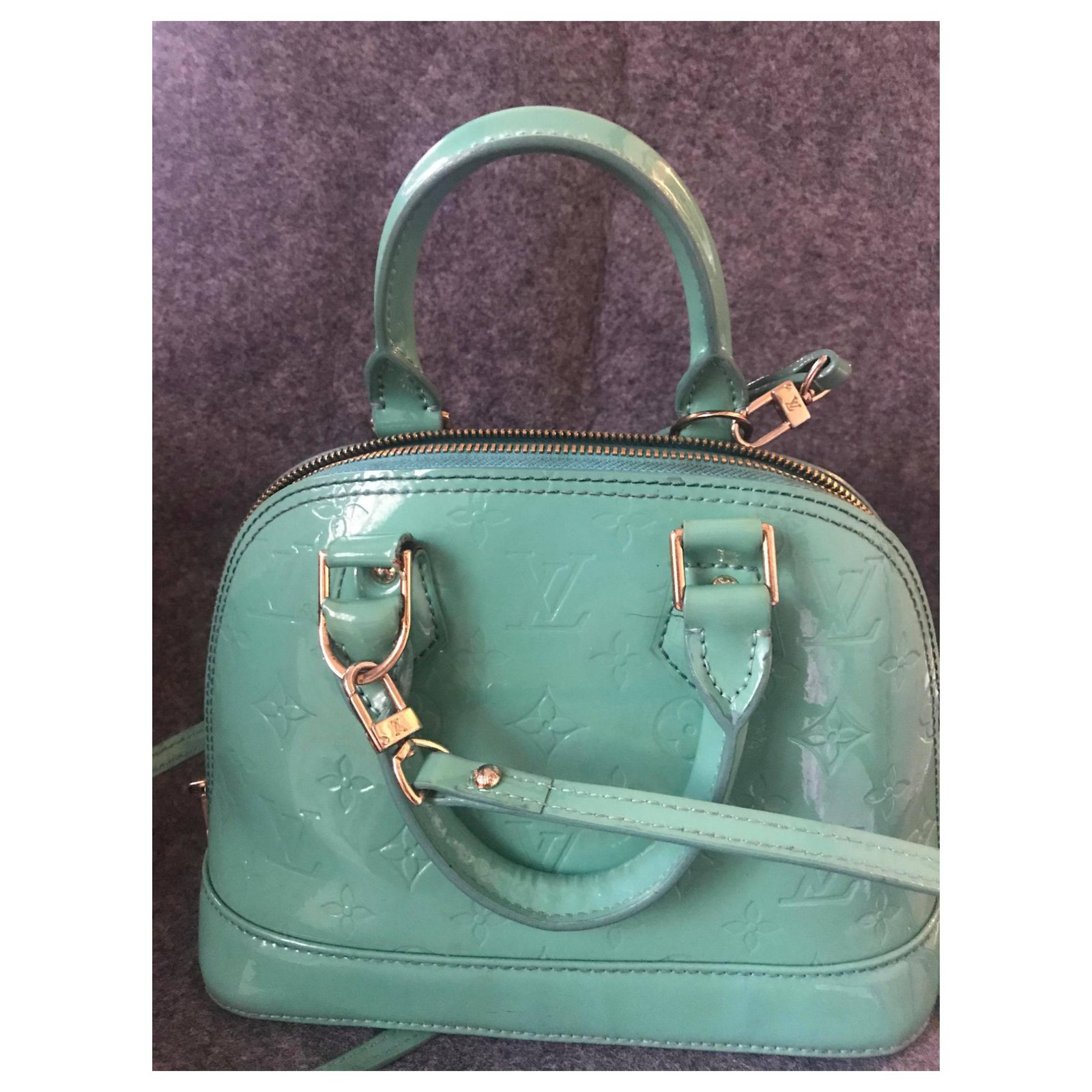 Louis Vuitton alma BB Turquoise Patent leather ref.120236 - Joli