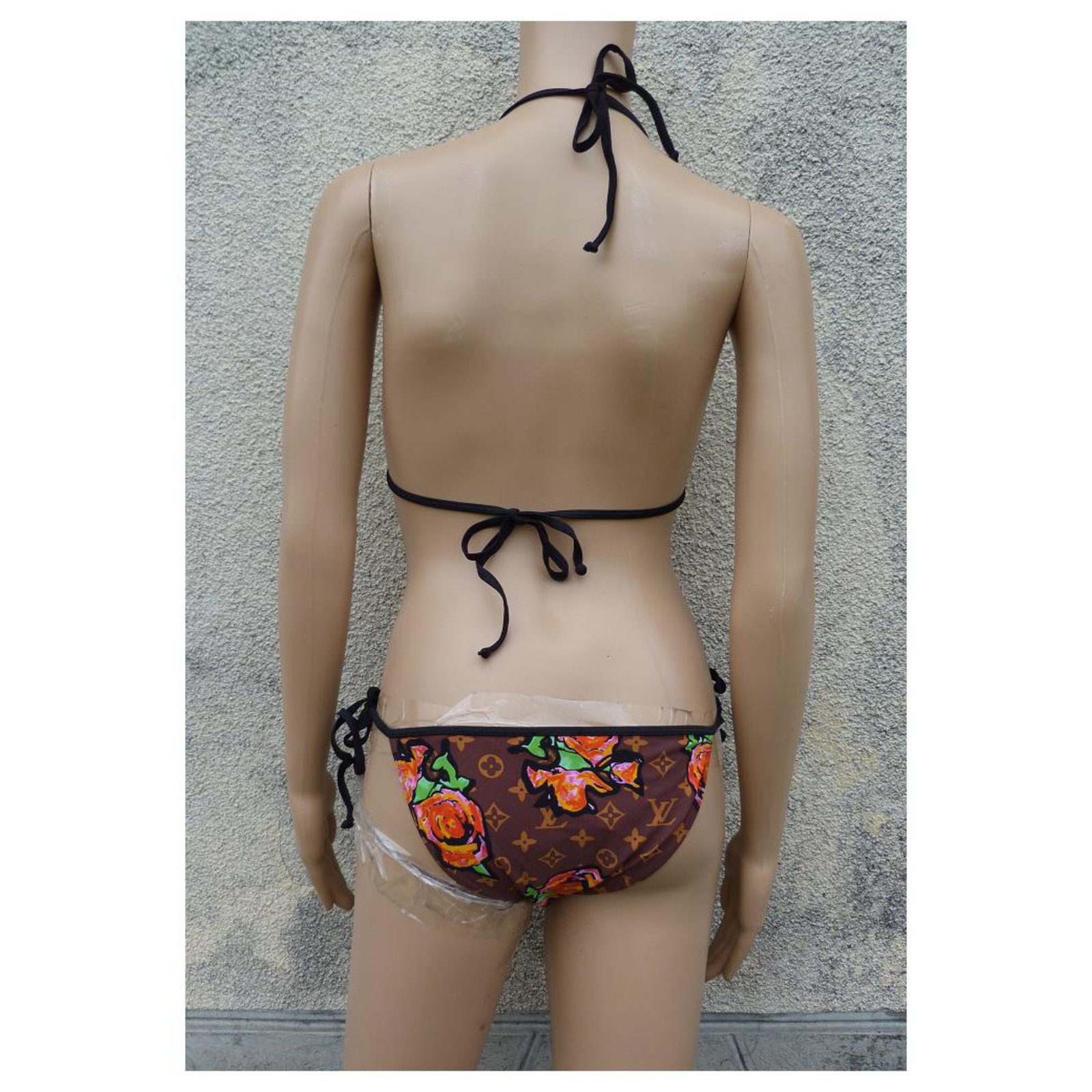 Louis Vuitton Vintage Damier Costumi da Bagno Set Bikini #38 Marrone Rankab