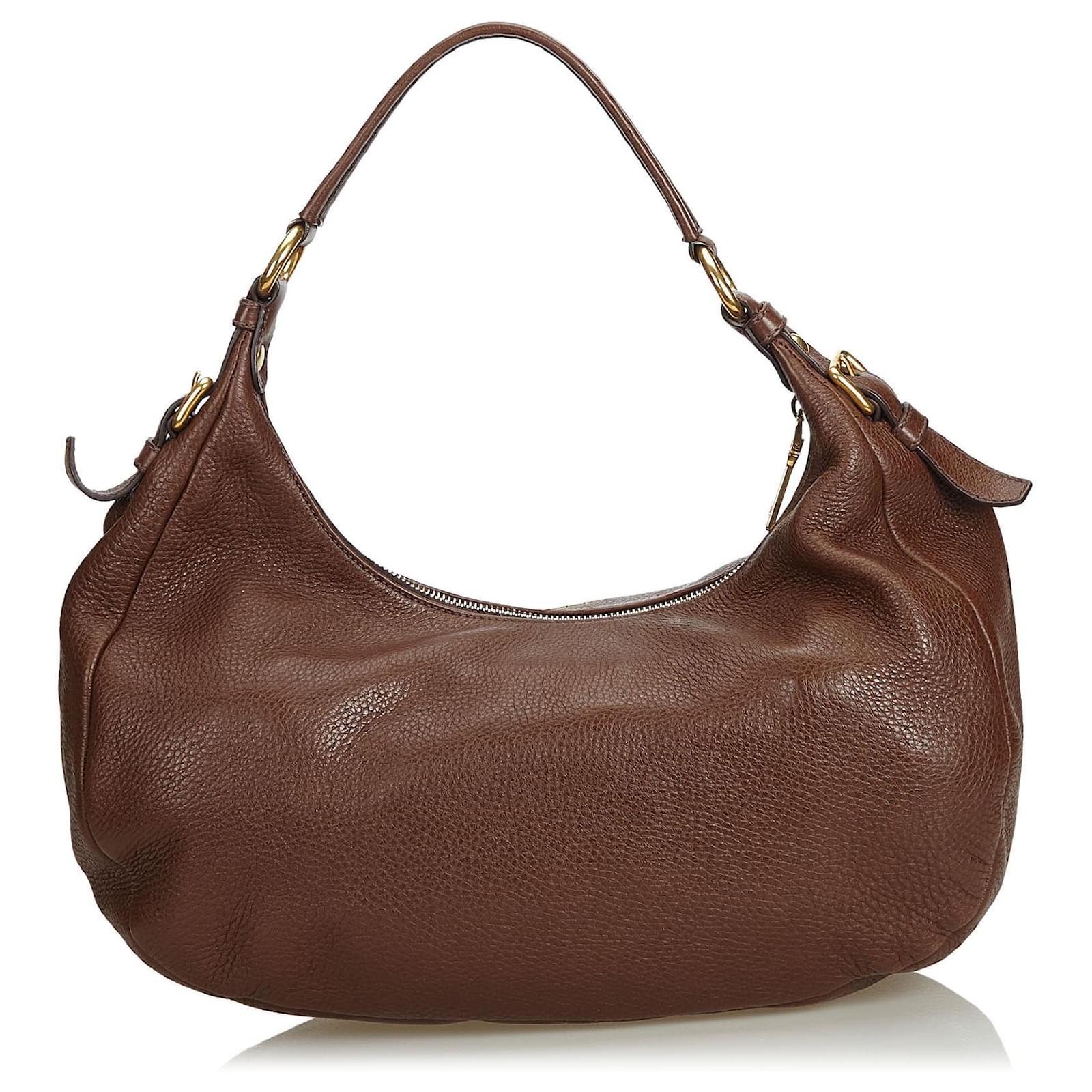 Prada Brown Vitello Daino Leather Hobo Bag ref.120527 Joli Closet