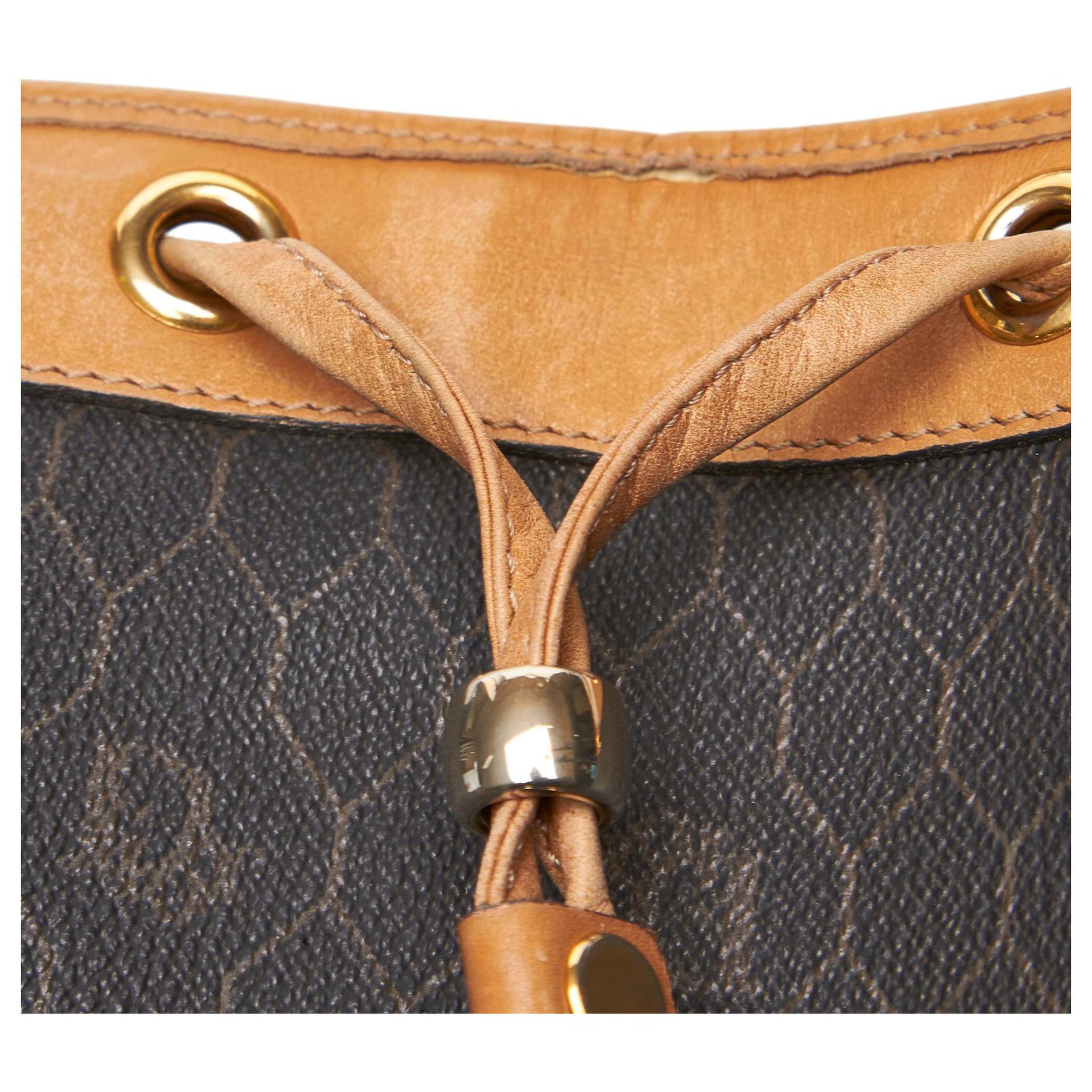 Dior Black Honeycomb Coated Canvas Bucket Bag Brown Leather Cloth  Pony-style calfskin Cloth ref.215669 - Joli Closet