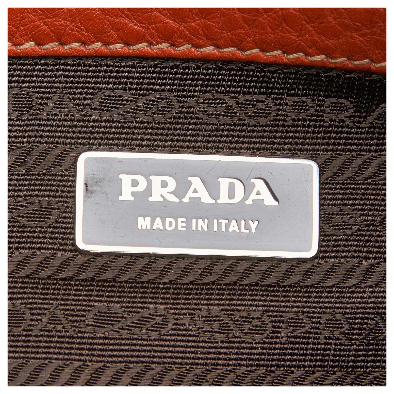 Prada Brown Vitello Daino Bauletto Bag Bronze Leather ref.187643