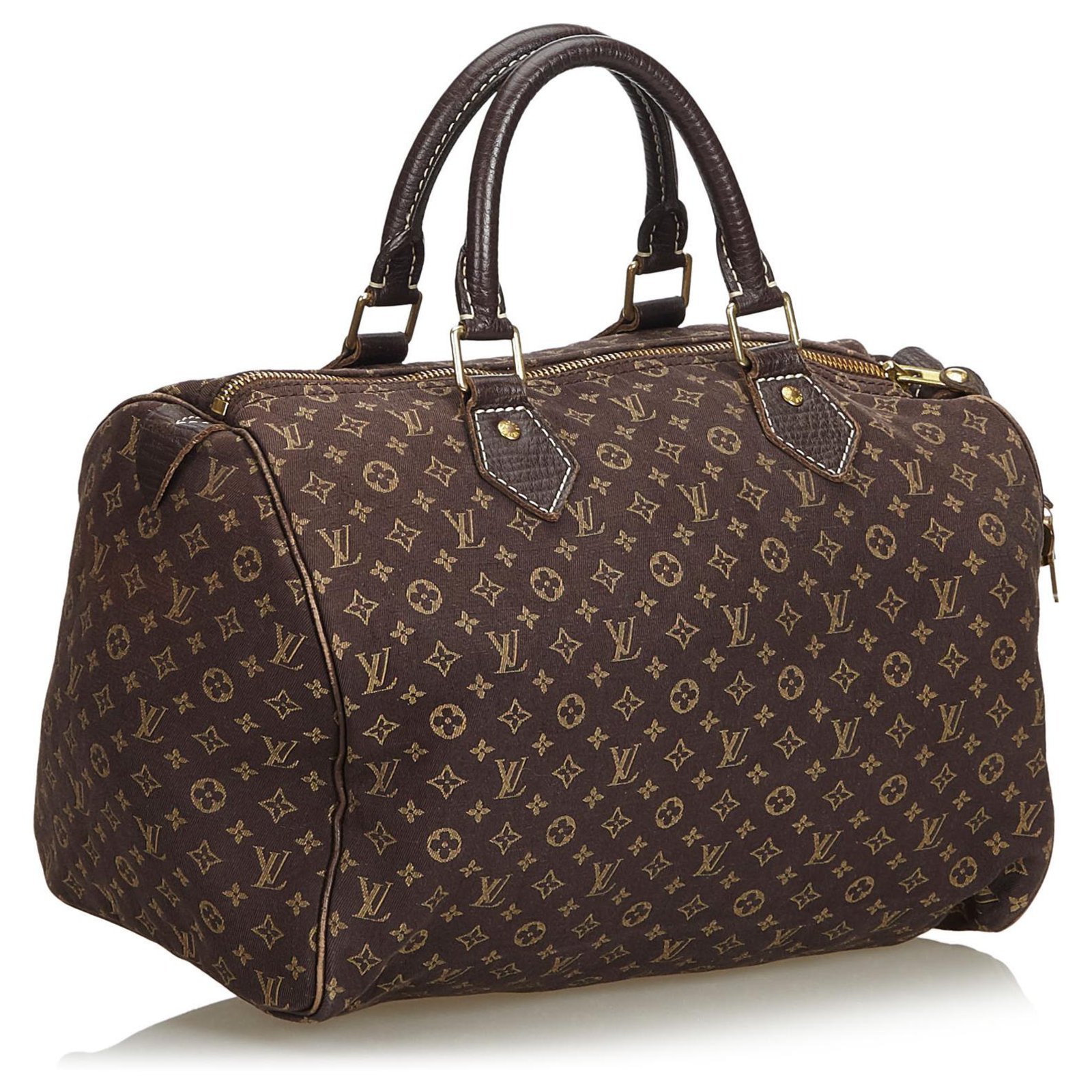 Louis Vuitton Brown Monogram Mini Lin Speedy 30 Leather Cotton