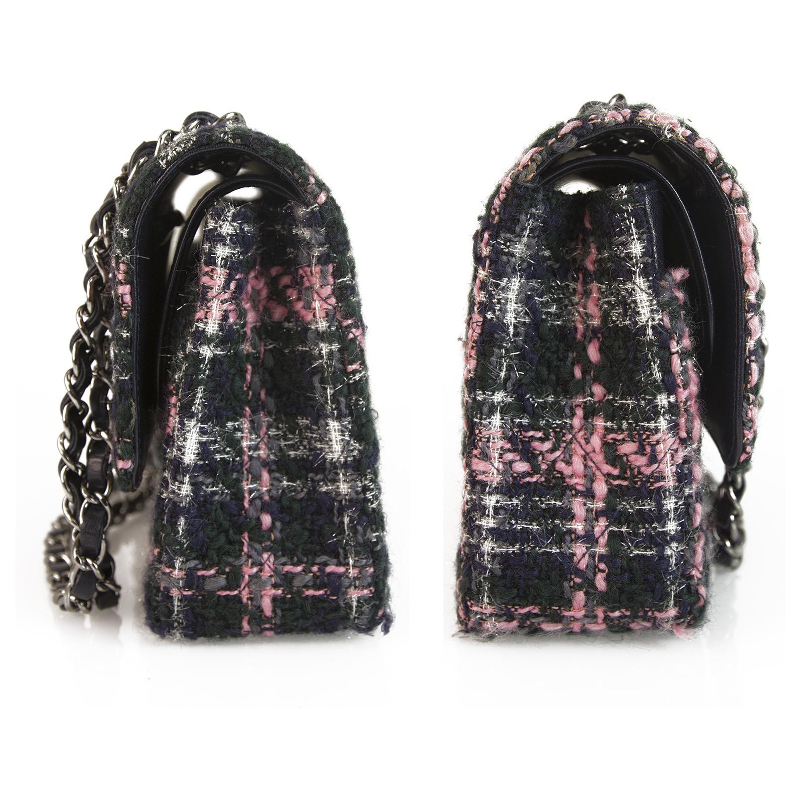 Timeless Chanel classic 255 Tweed Grey Cream Pink lined Flap Bag Medium  Shoulder handbag Multiple colors ref.121848 - Joli Closet