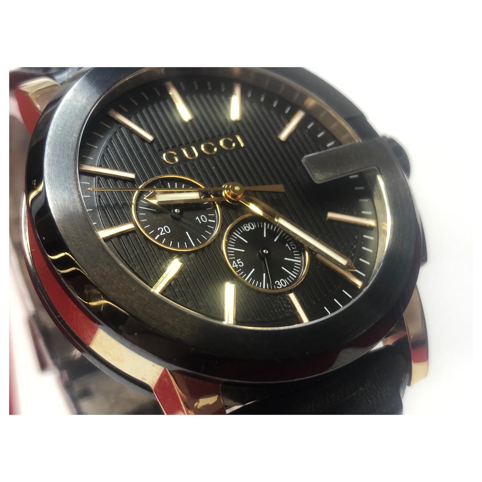 Gucci G Chrono Black Leather ref.122288 Joli Closet