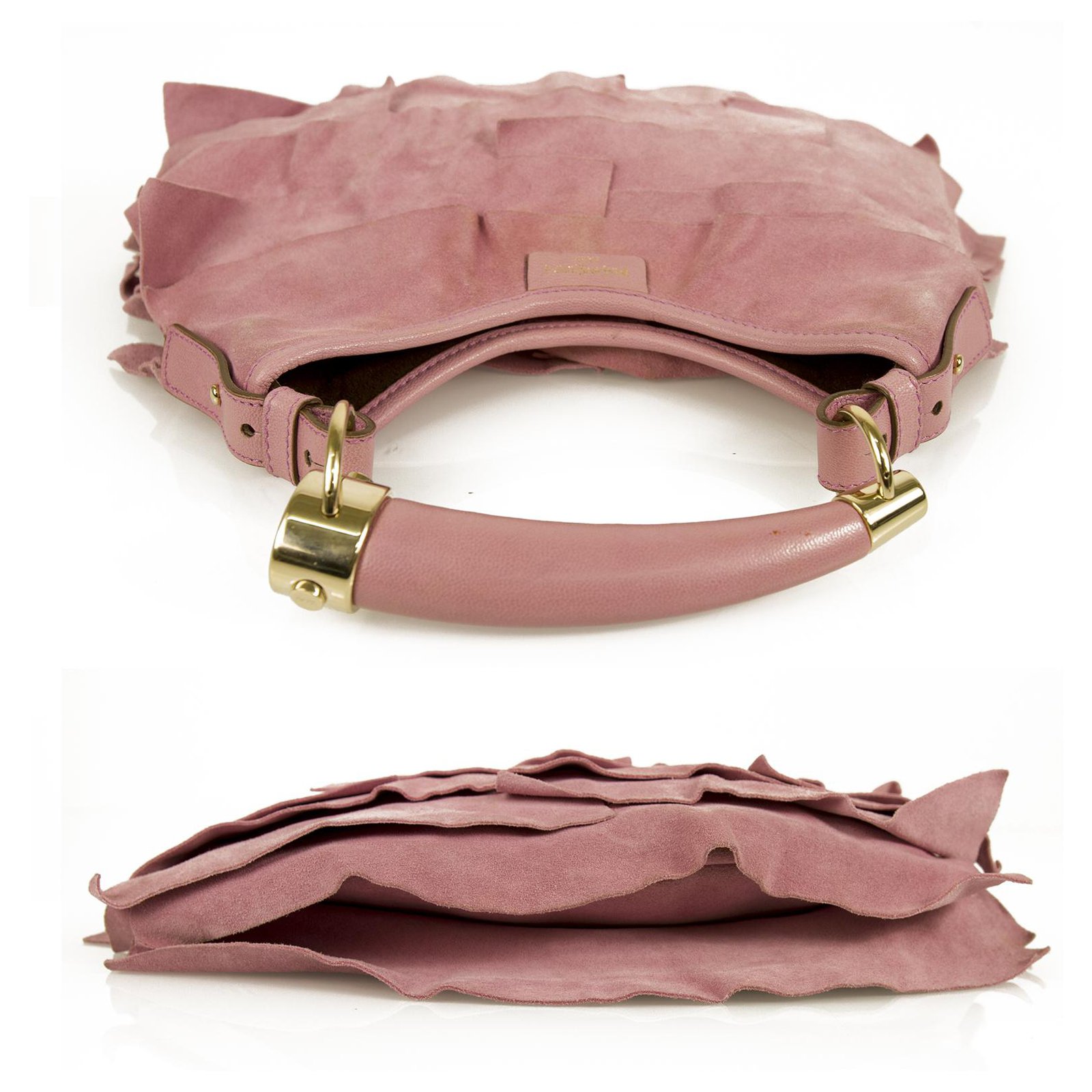 Yves Saint Laurent Pink Suede Mombasa Horn Bag - Yoogi's Closet