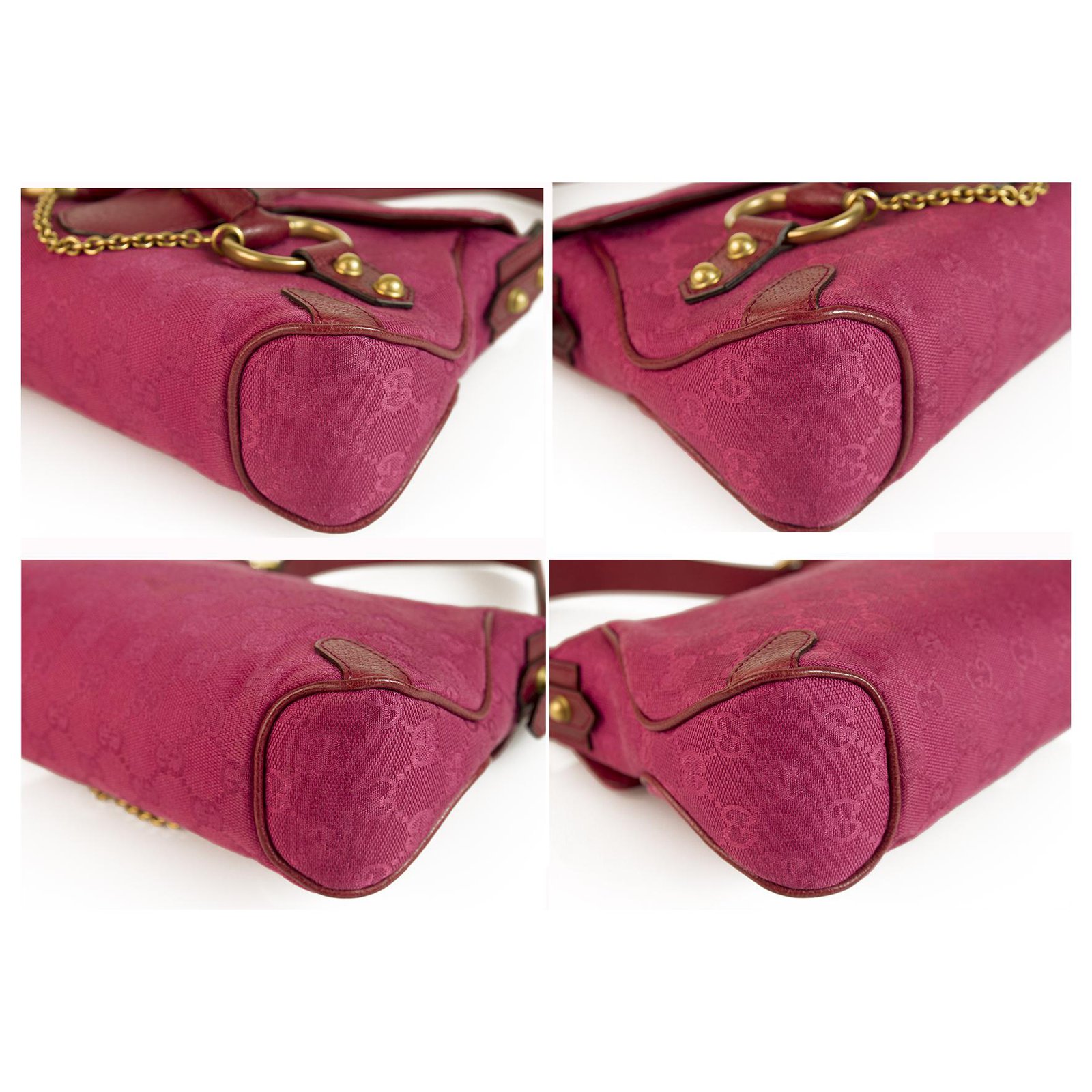 Gucci Pink GG Canvas Boat Leather Cloth Pony-style calfskin Cloth  ref.906281 - Joli Closet