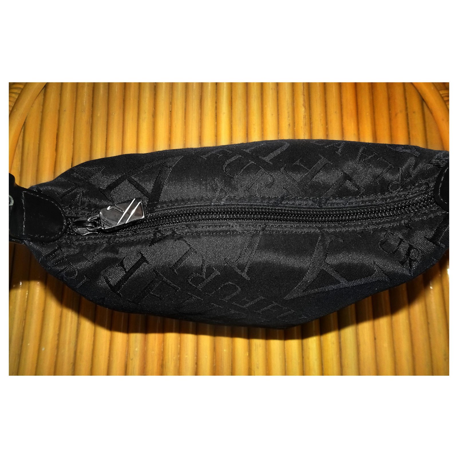 Furla Monogram Logo fabric leather Bag Black Cloth ref.123694