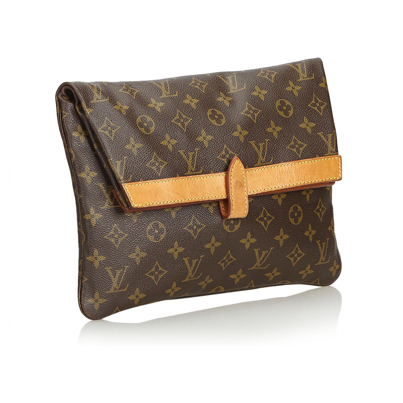 Louis Vuitton Brown Monogram Pochette Pliant Leather Cloth ref.124148 -  Joli Closet