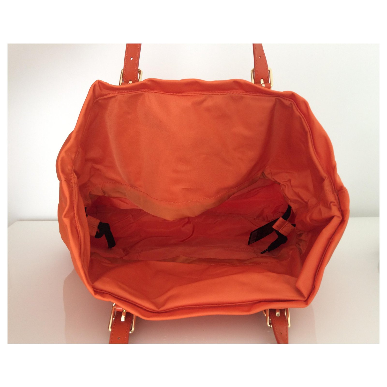Bimba y Lola medium Pocket leather tote bag, Orange