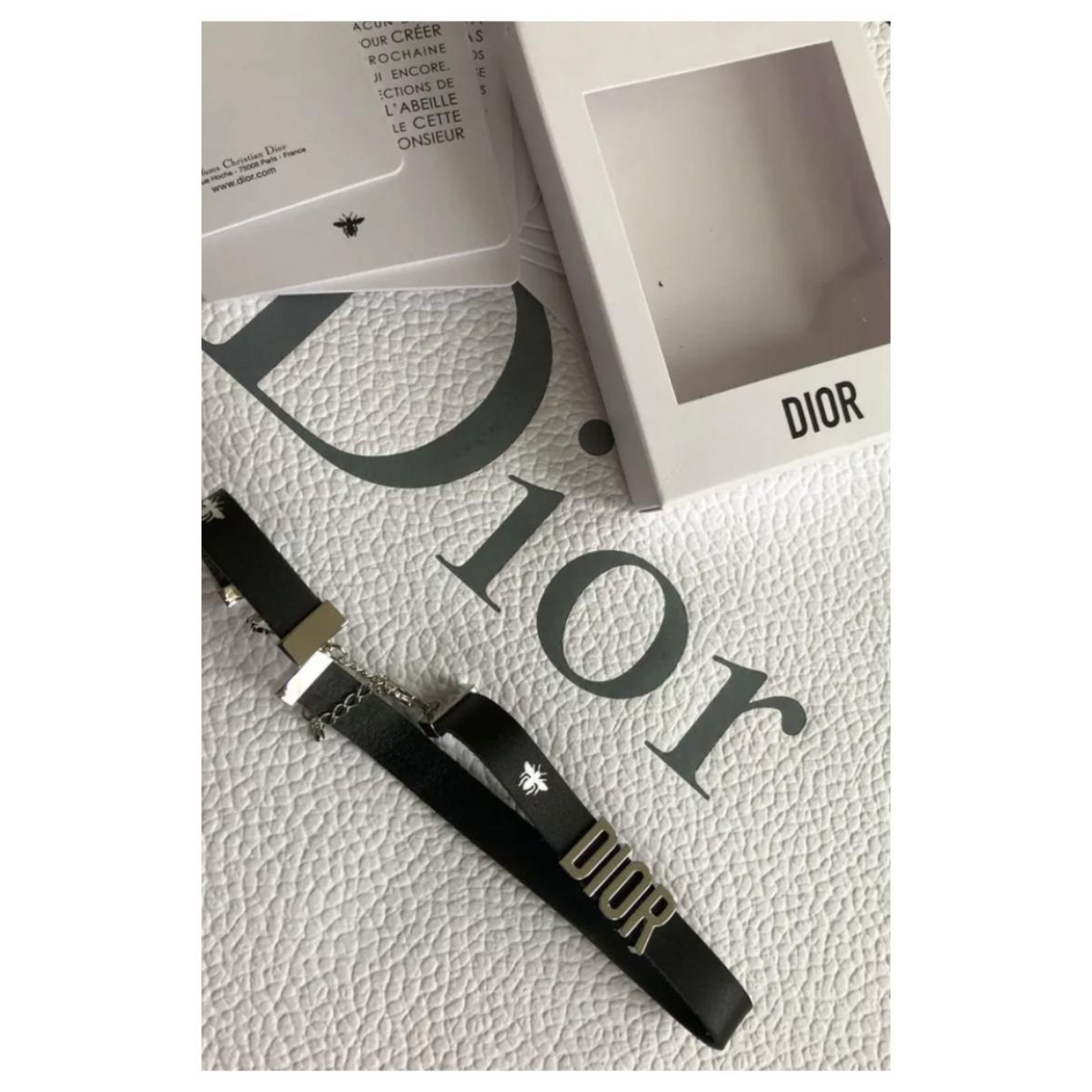 Christian Dior Bracelet d'abeille Dior Cuir Noir ref.124521 - Joli Closet
