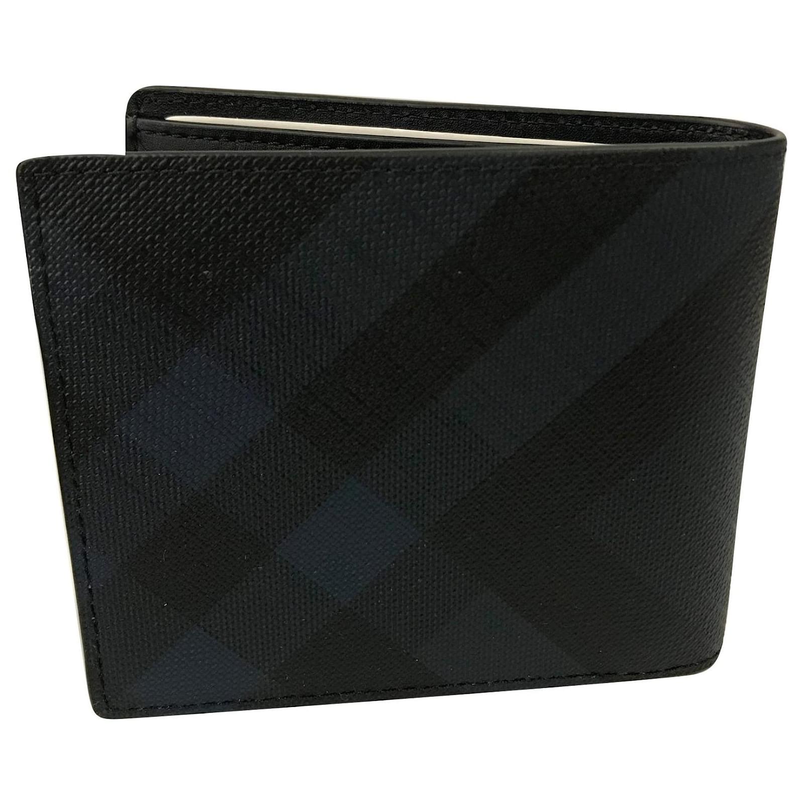 BURBERRY ID flap wallet with London check pattern Black Blue ref.124985