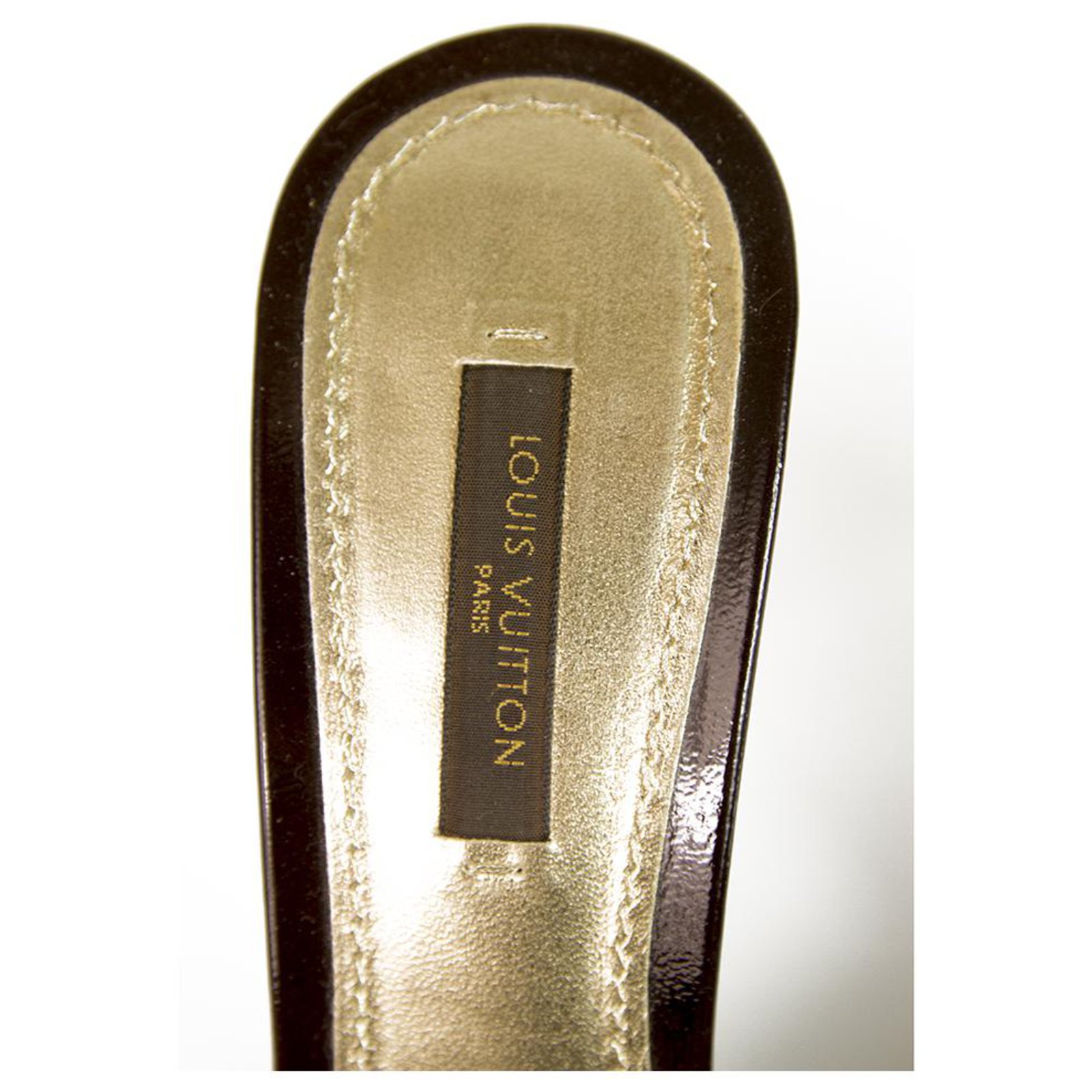 Louis Vuitton Brown Mini Lin Canvas & Leather Peep Toe Mules Heels Sz 37,5  Pumps Cloth ref.125920 - Joli Closet