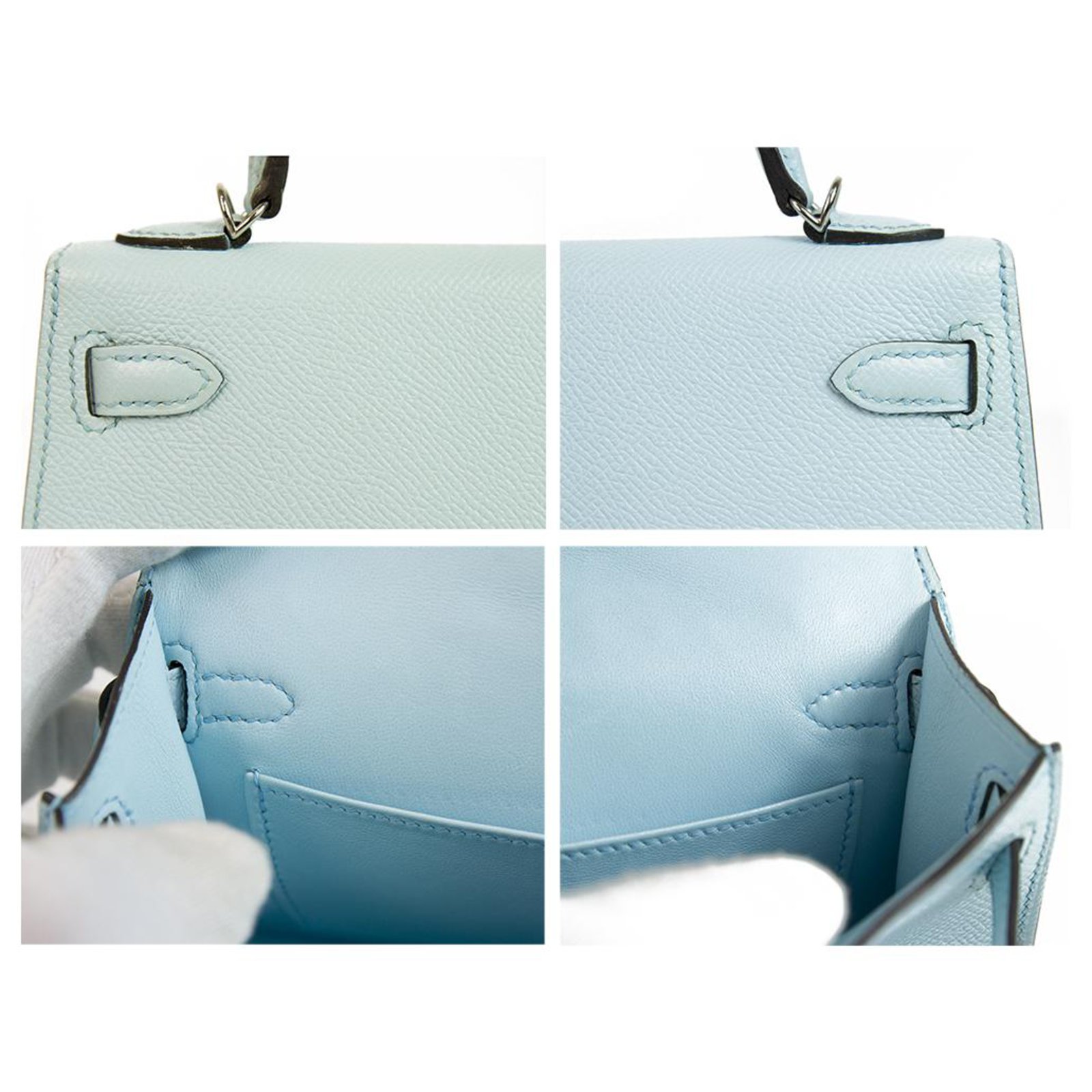 Hermès Hermes Mini Kelly 20 II Blue Zephyr Epsom with Palladium Hardware  mint condition Light blue Leather ref.125996 - Joli Closet