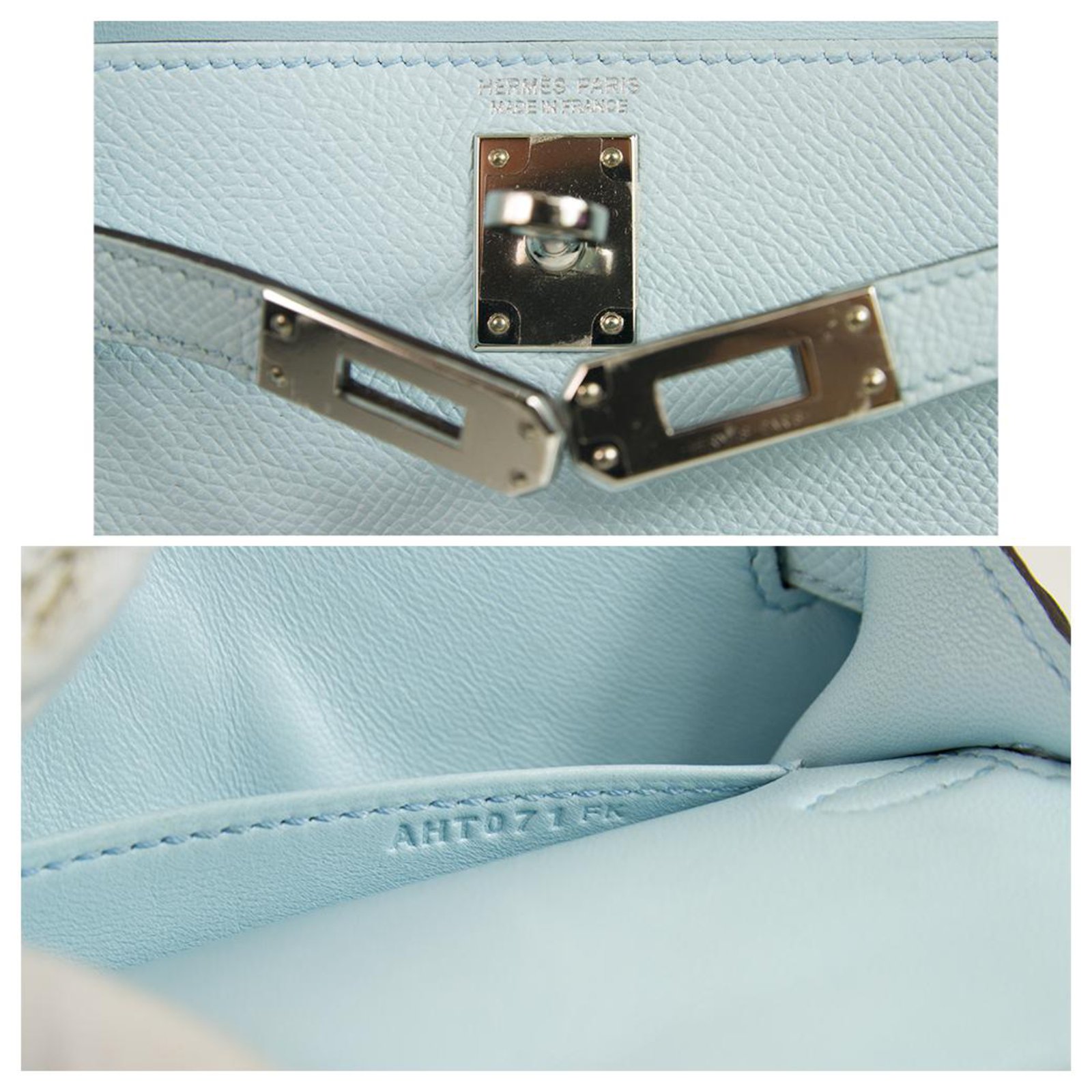 Hermès Kelly 20 Mini II Bleu Brume Hydra Epsom Palladium Hardware- 202