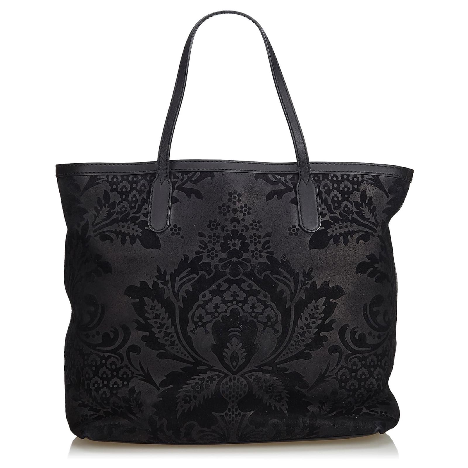 Gucci Black Brocade Leather Stirrup Tote Bag ref.JC126322 (Sold