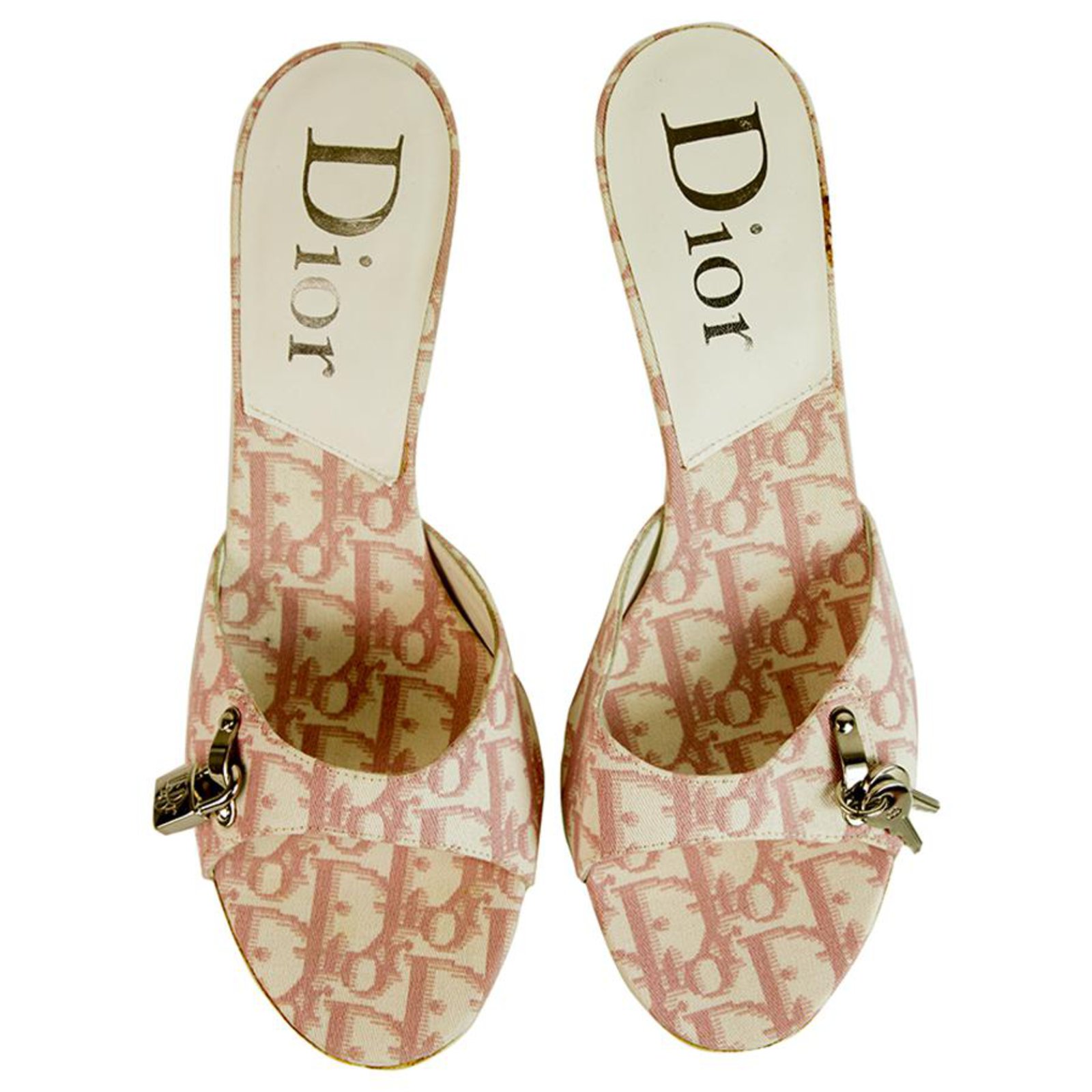 Dior mules in pink monogram canvas Eggshell Cloth ref.106886