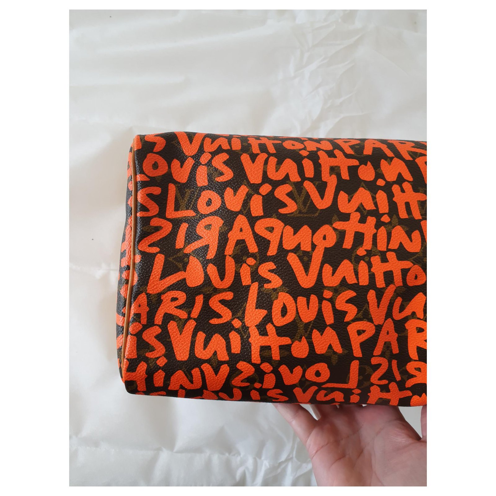 Louis Vuitton Vuitton Speedy bag 30 graffiti Orange Leather Cloth