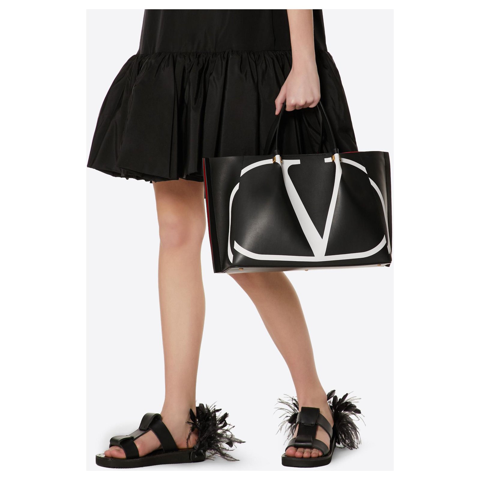 Valentino Black Calfskin VLogo Escape Tote - Shop Authentic Valentino