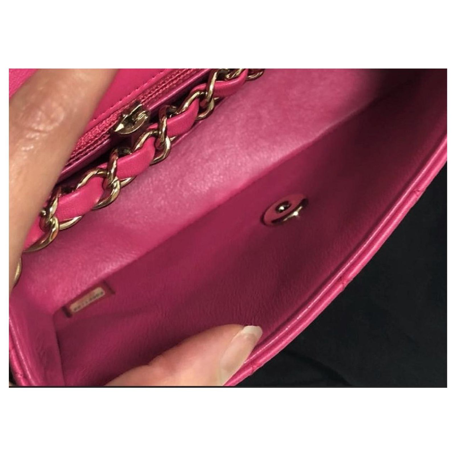 Chanel Hot Pink mini rectangular bag Leather ref.126841 - Joli Closet