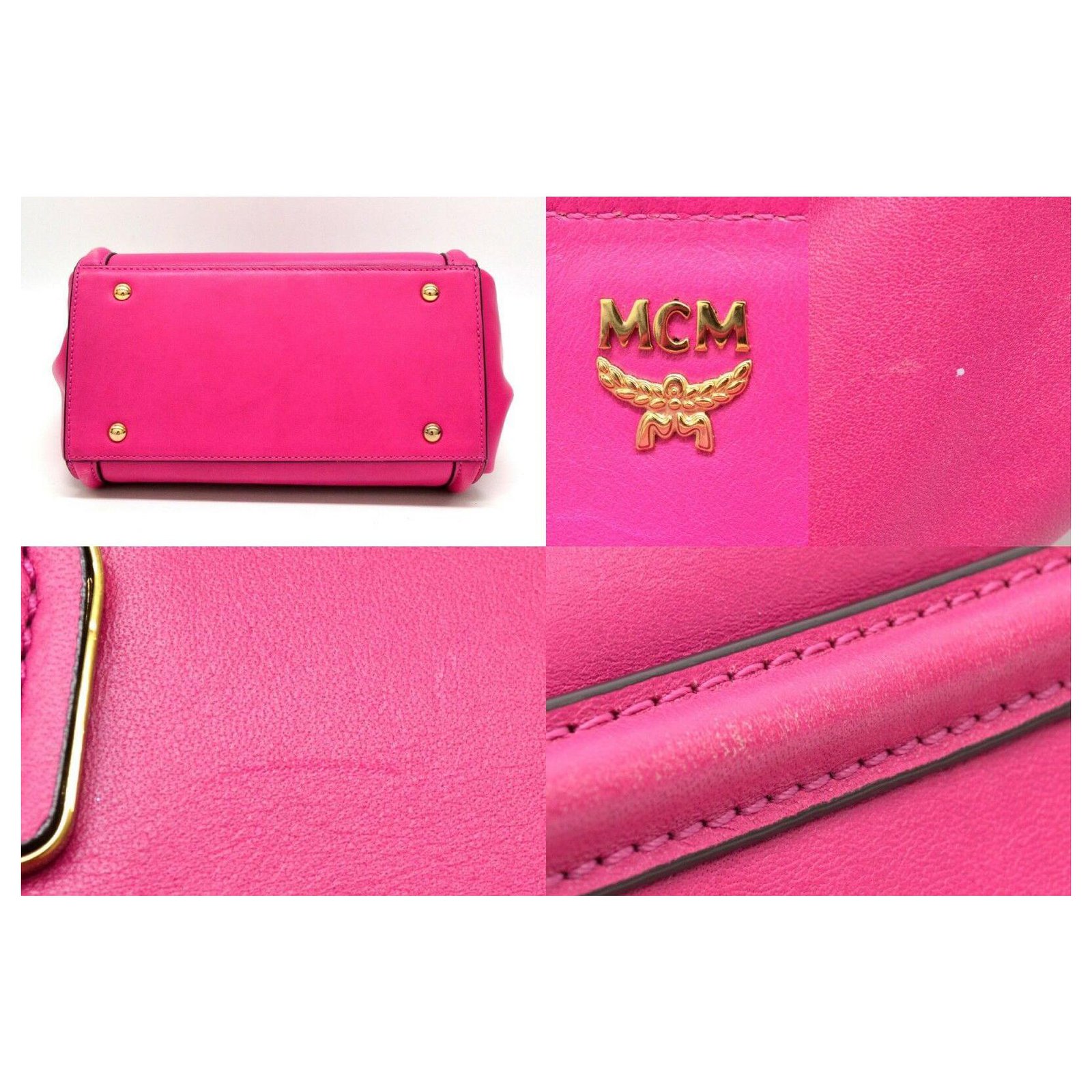 pink mcm shoulder bolsa