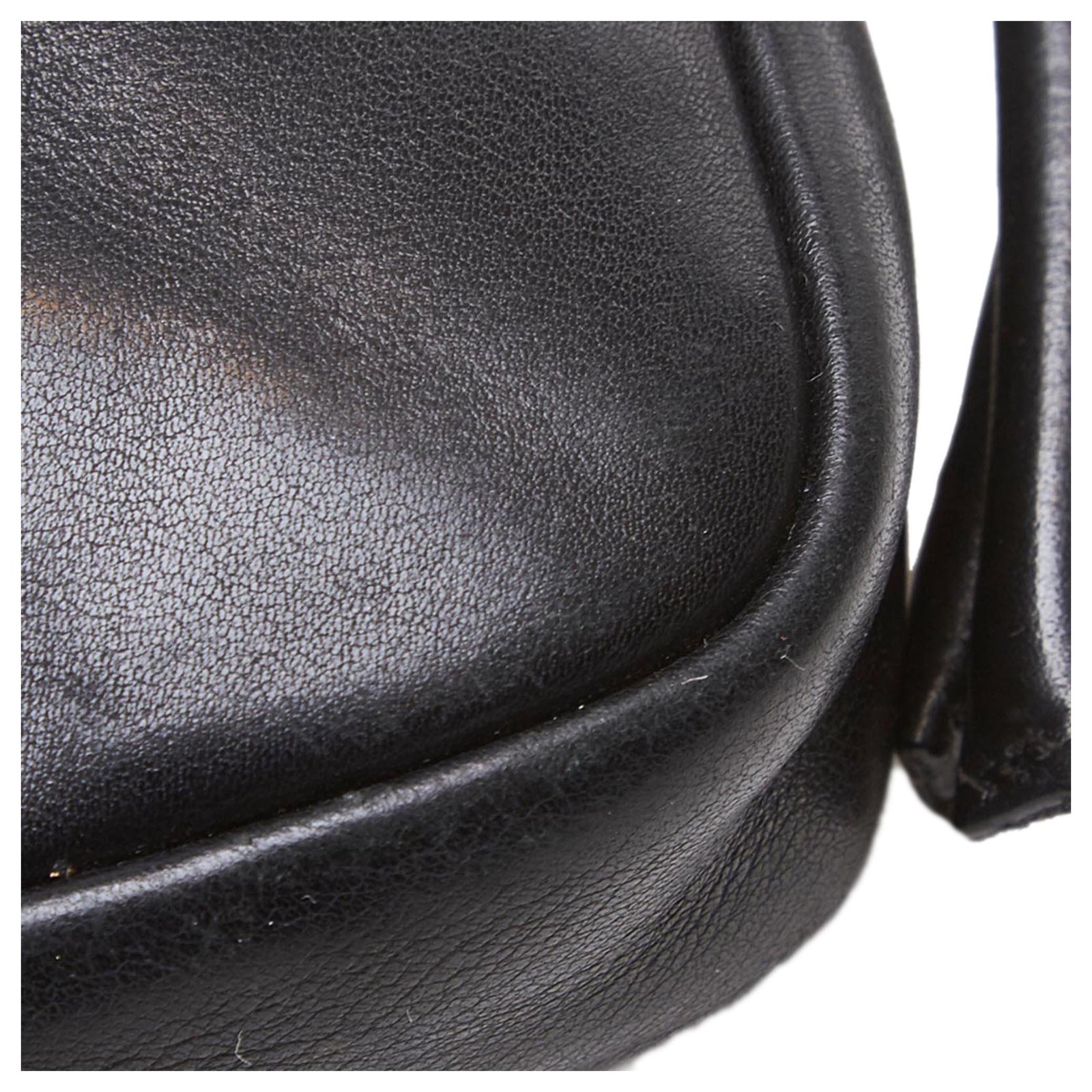 Chanel Black Cambon Ligne Pochette White Leather ref.127778 - Joli