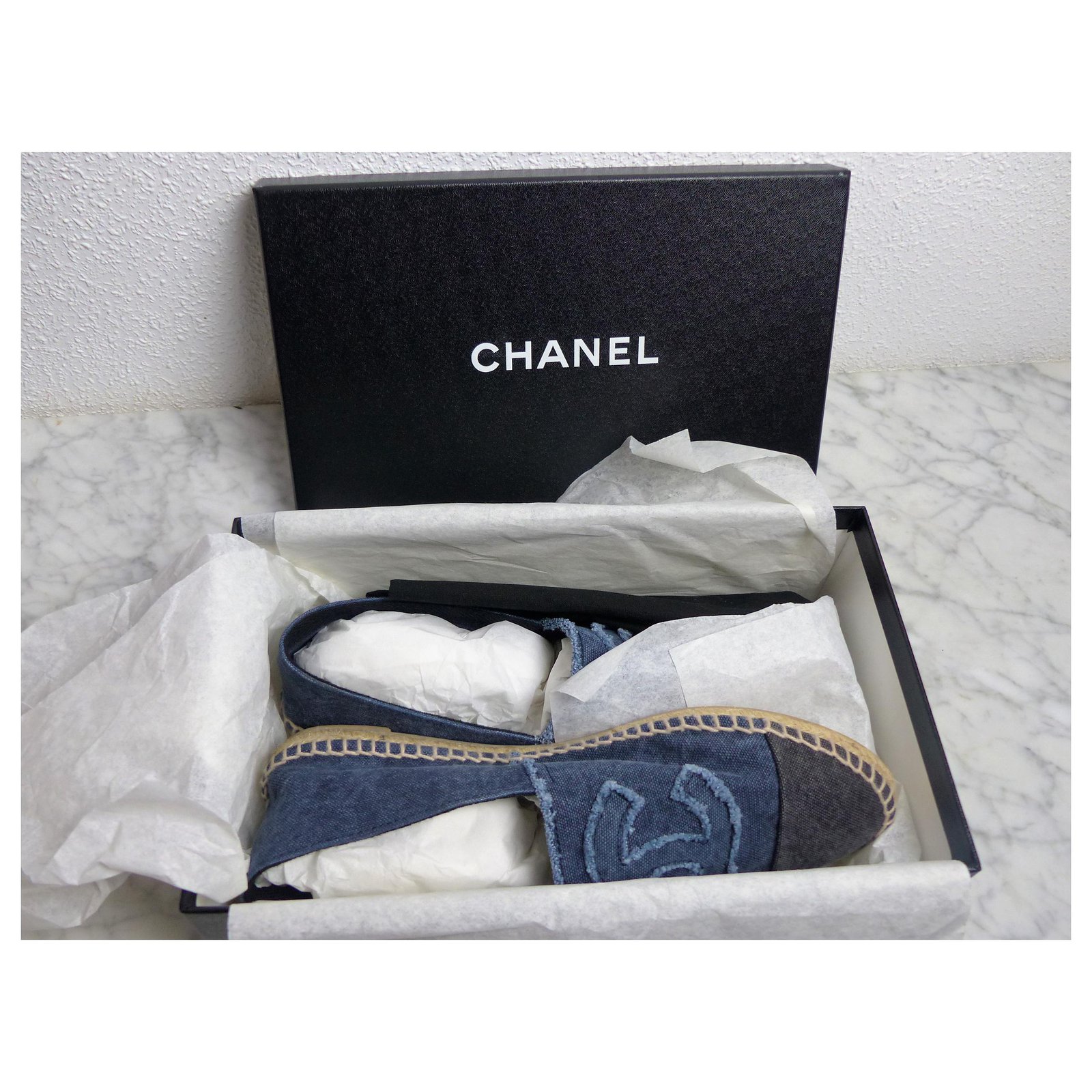 Chanel Espadrilles Dark blue Denim ref.128103 - Joli Closet