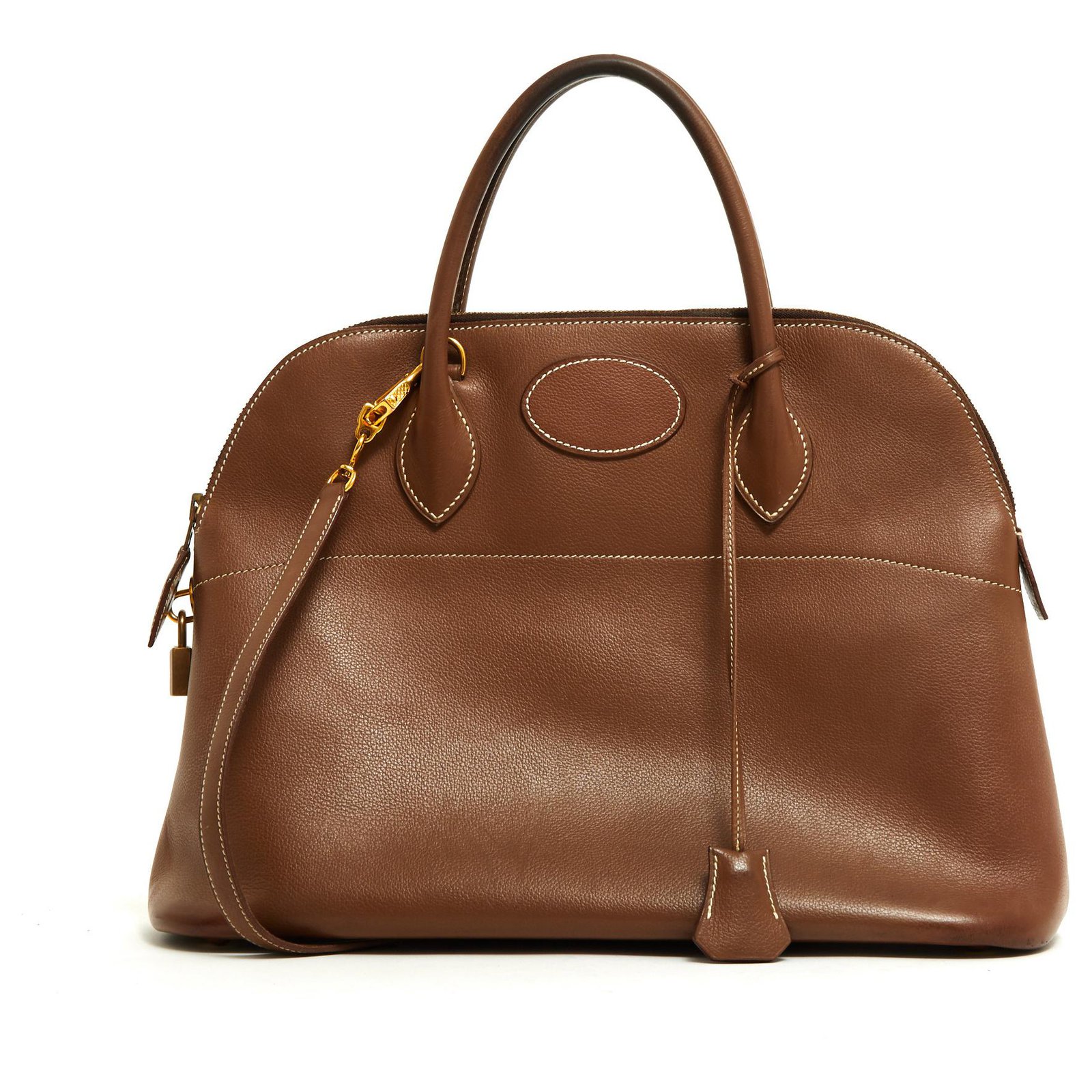 Hermès Bolide 35 HAZELNUT SOFT Brown Golden Leather Metal ref.128287 ...