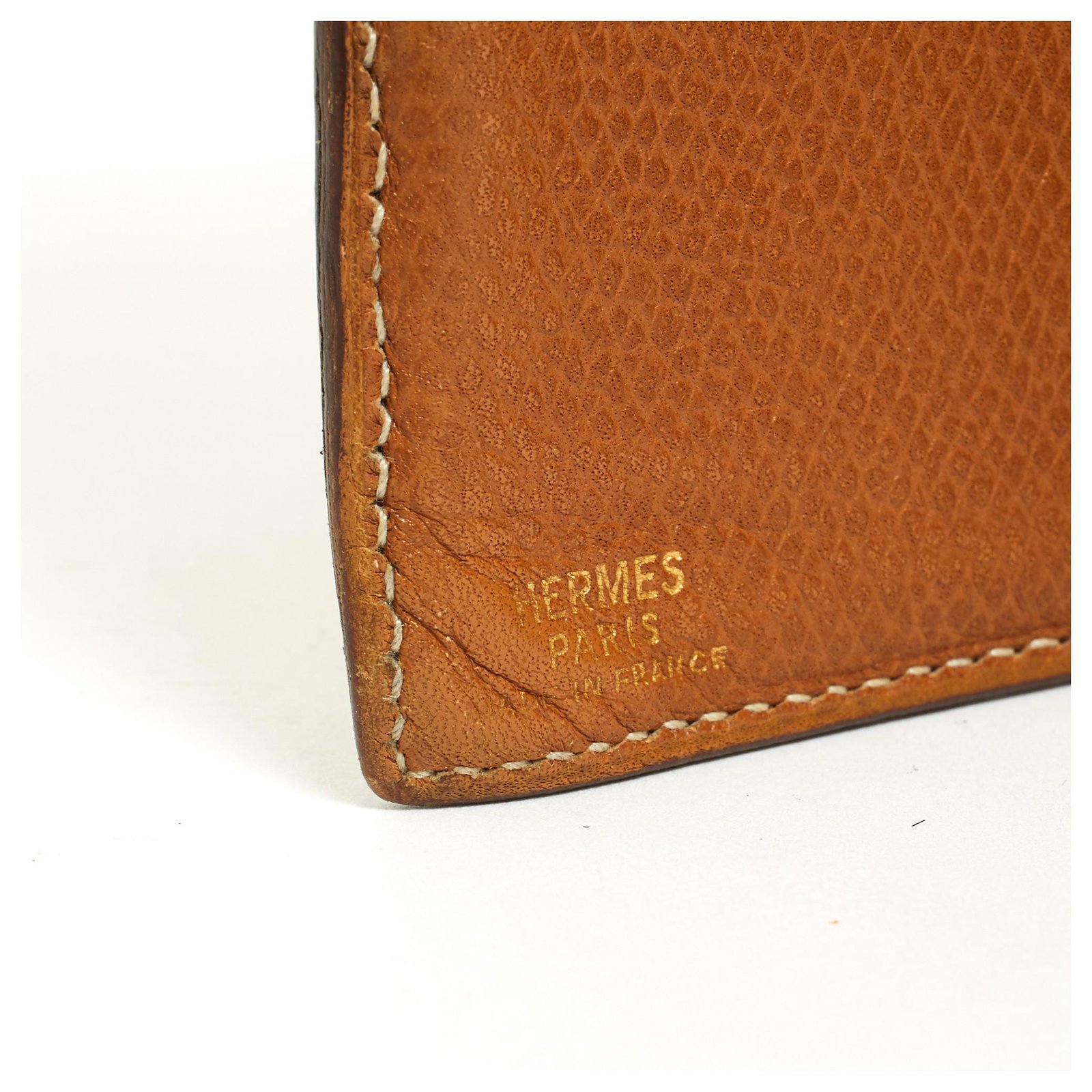 Hermès CARD AND CHECK HOLDER Caramel Leather ref.128335 - Joli Closet