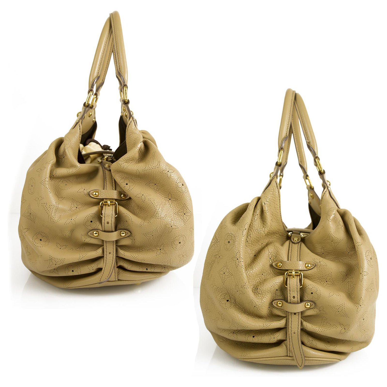 Louis Vuitton Caramel Monogram Mahina Perforated Leather Hobo Hand Bag size  L Beige ref.128350 - Joli Closet