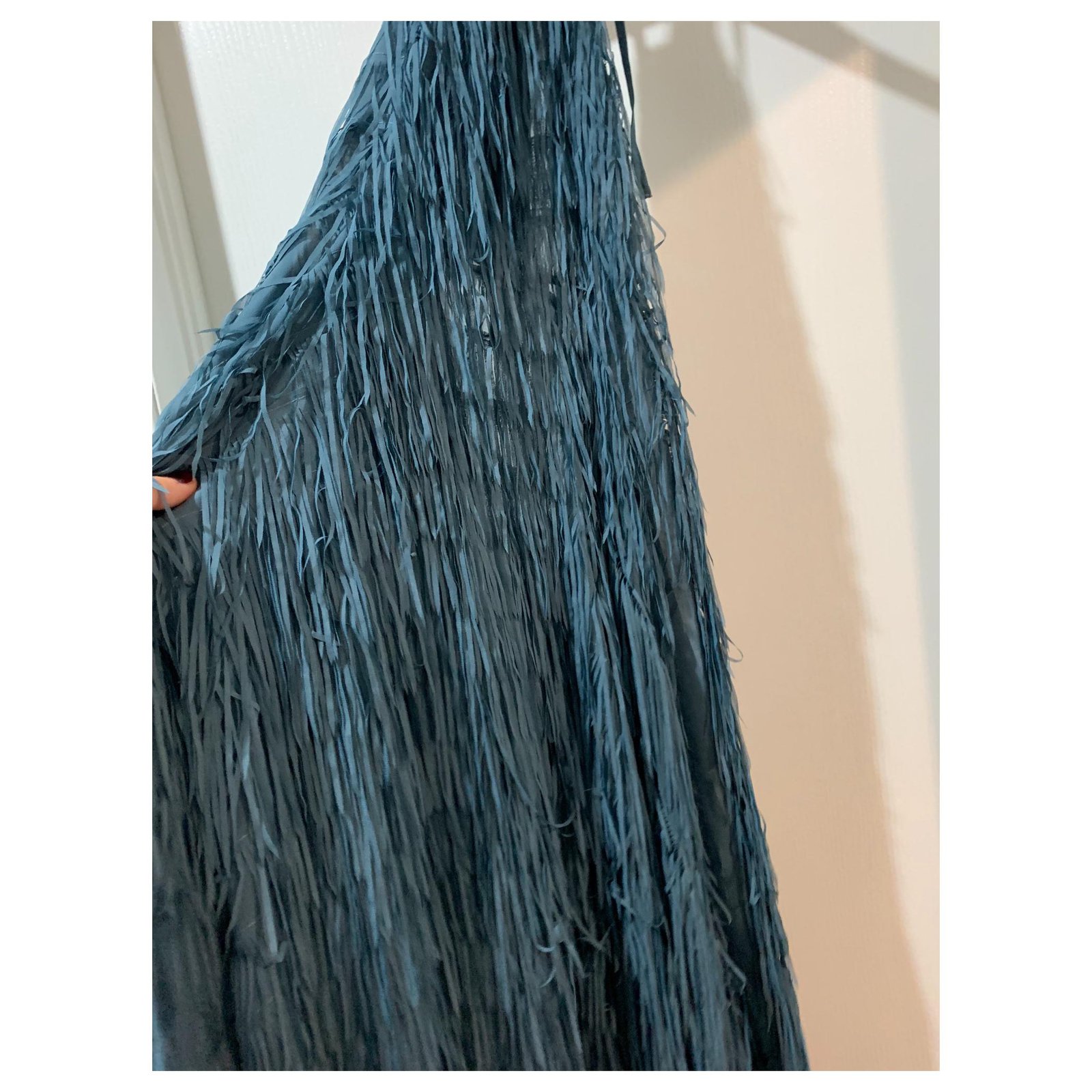zara blue fringe dress