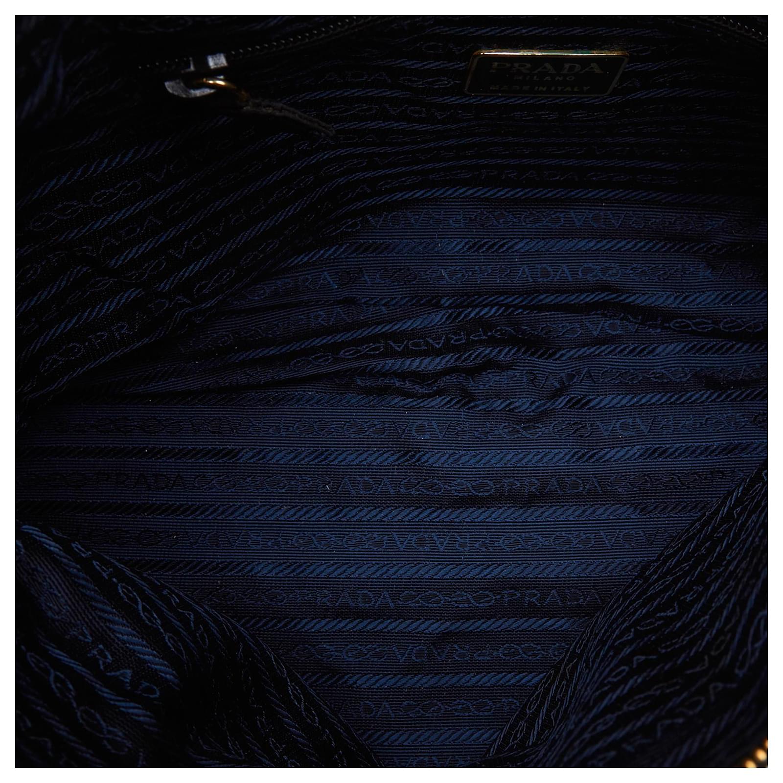 Prada Blue Quilted Nylon Chain Shoulder Bag Navy blue Cloth ref