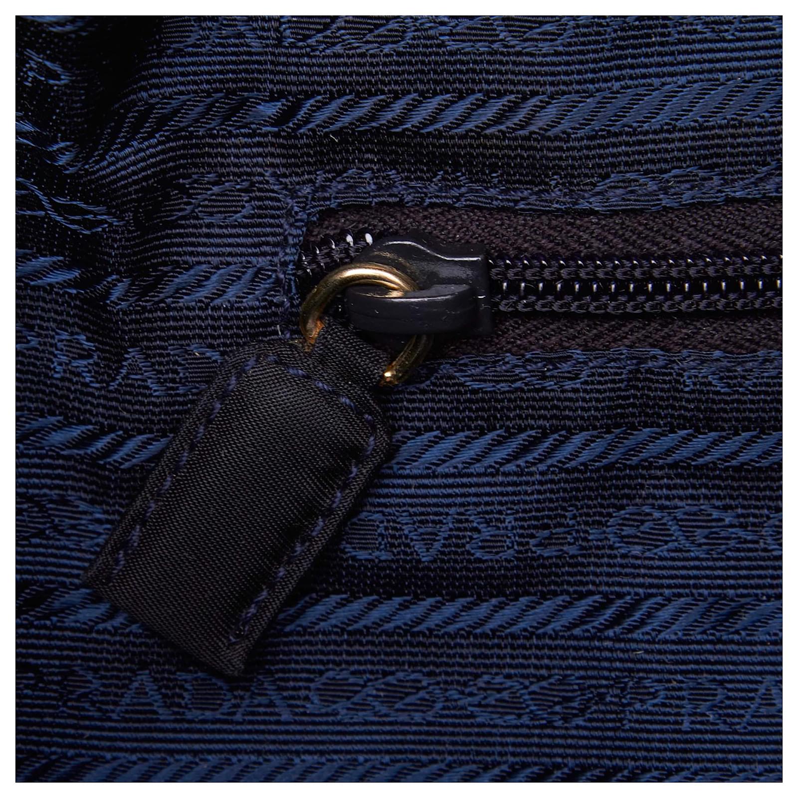 Prada Blue Quilted Nylon Chain Shoulder Bag Navy blue Cloth ref