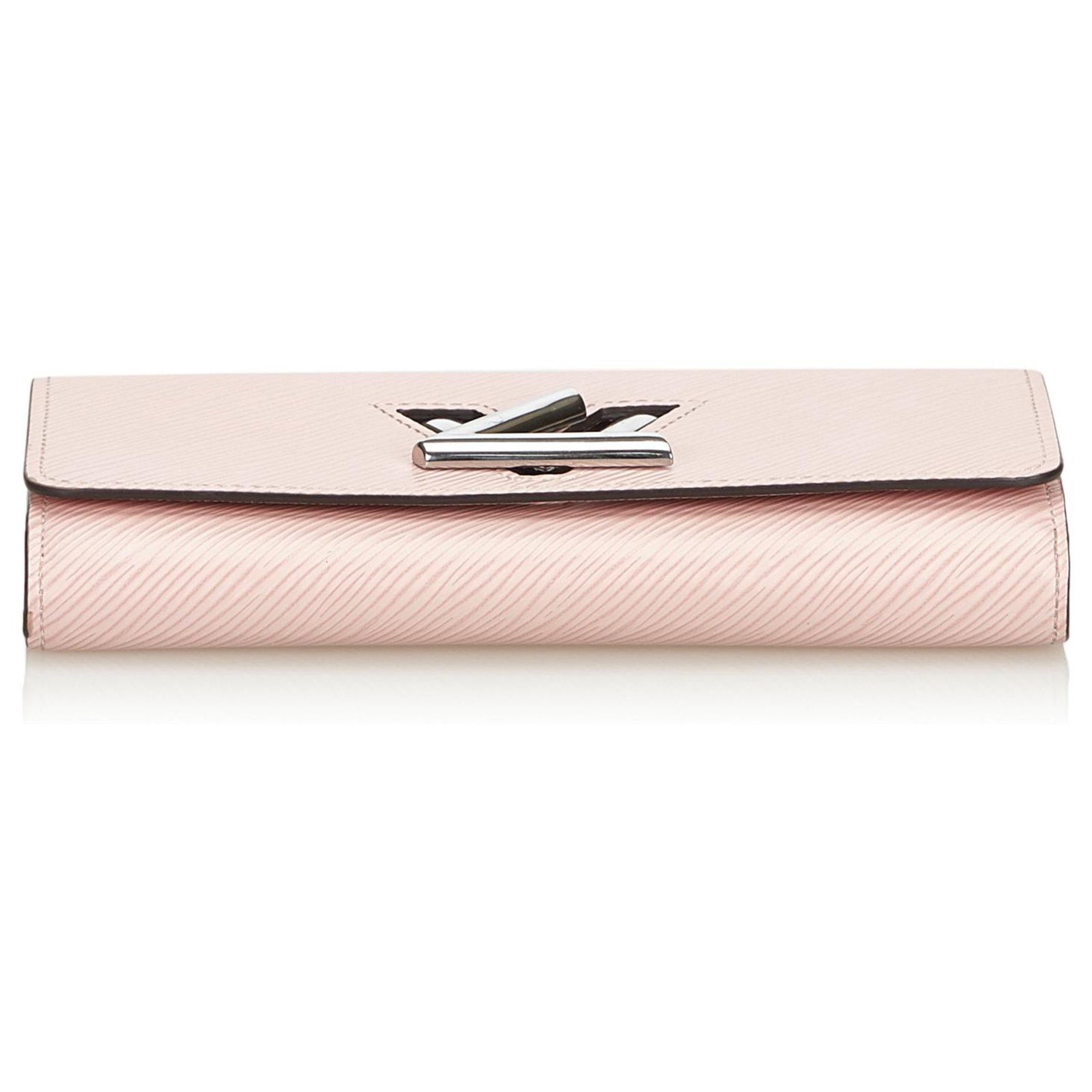 Louis Vuitton Pink Epi Twist Wallet Silvery Leather Metal ref