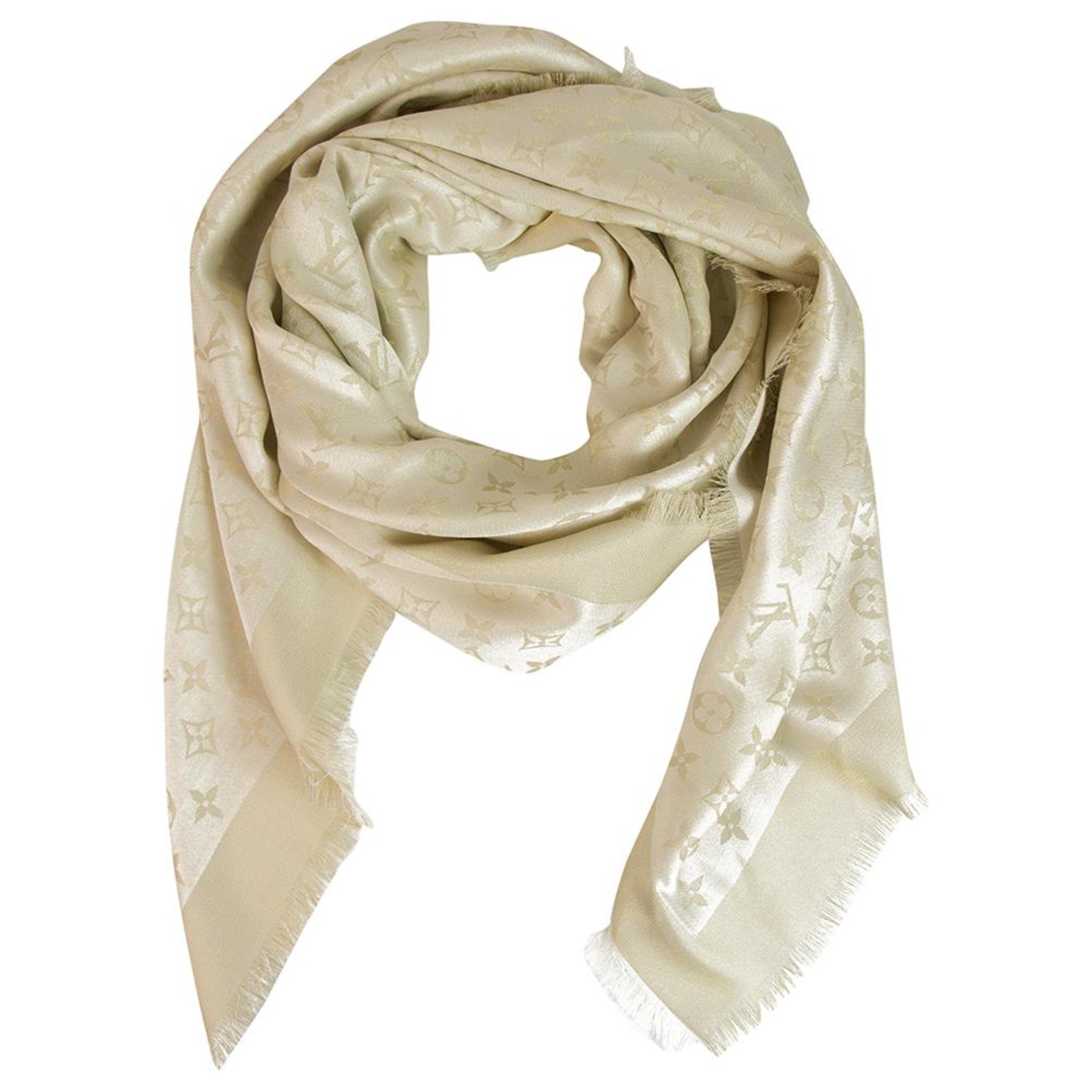 louis vuitton m74026 lurex shine monogram shawl scarf, white