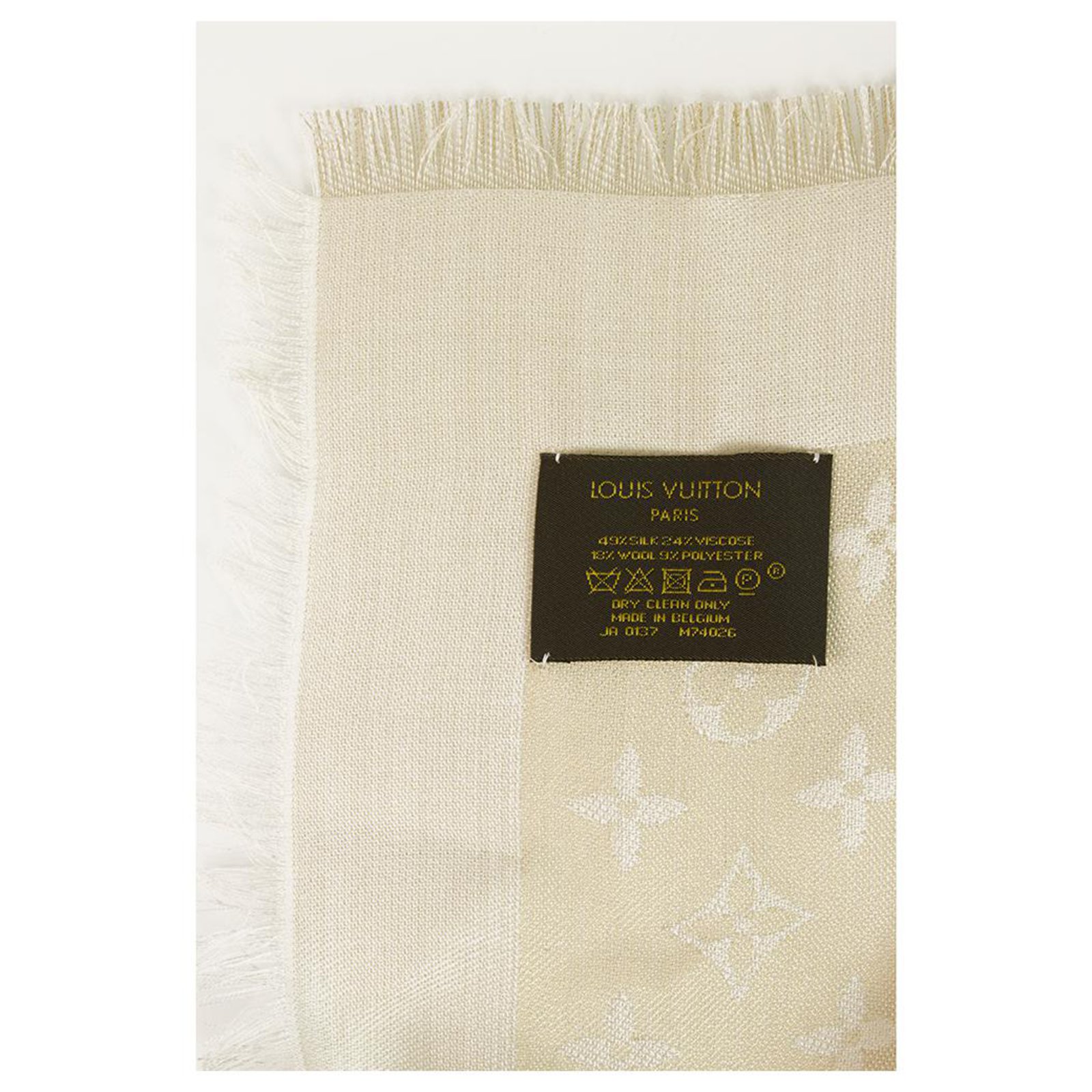 Louis Vuitton monogram Shine White with gold shawl weaved jacquard