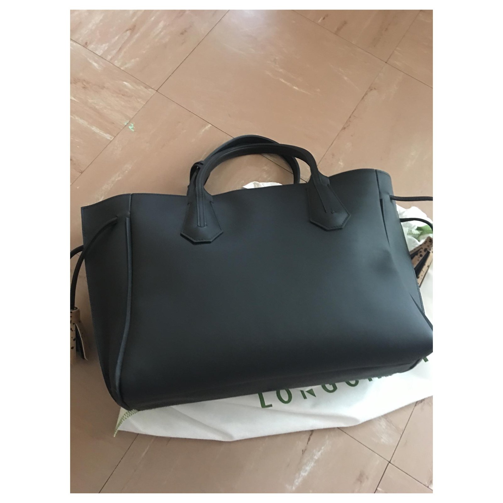 Longchamp Gaucho Handbags Leather Black 