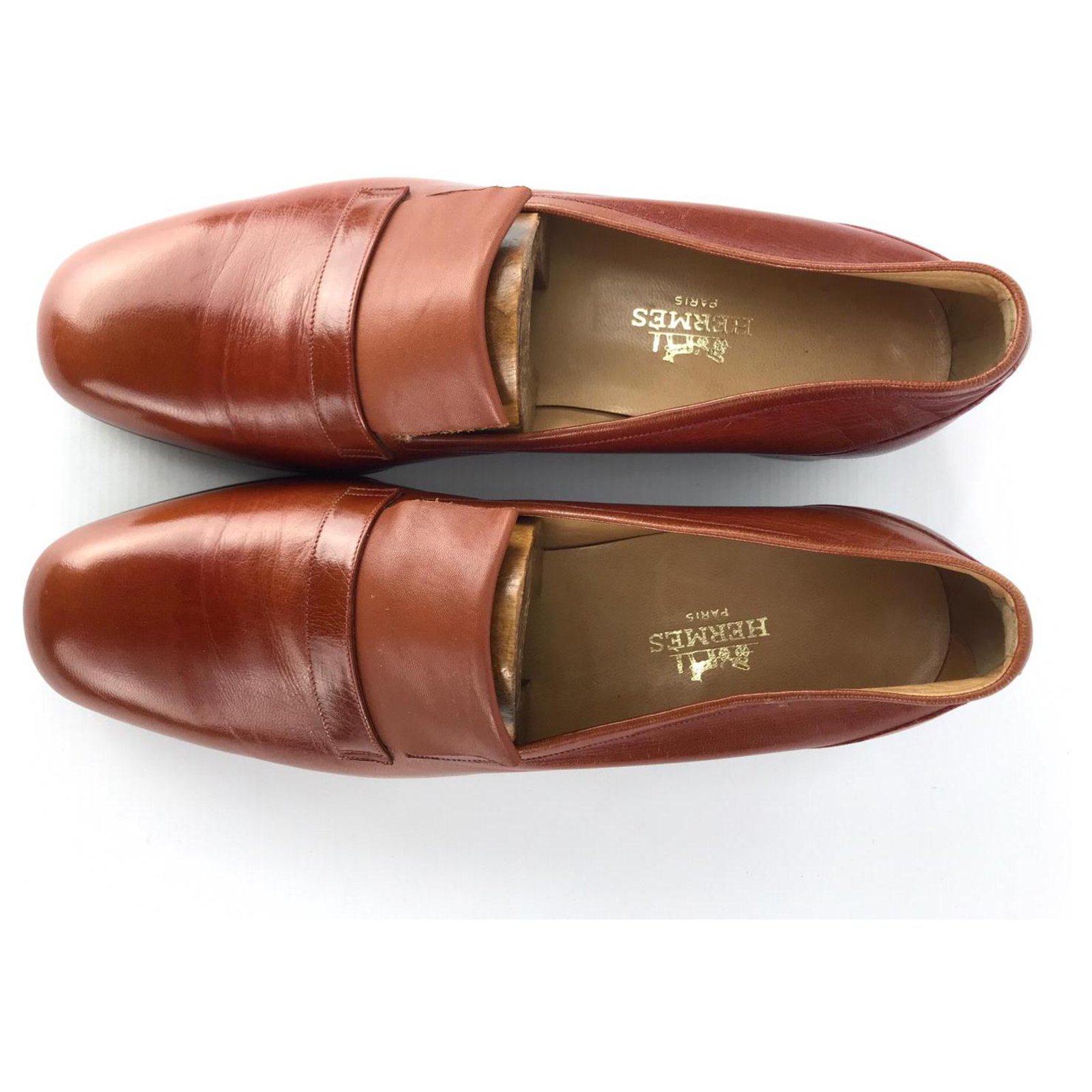 hermes brown loafers