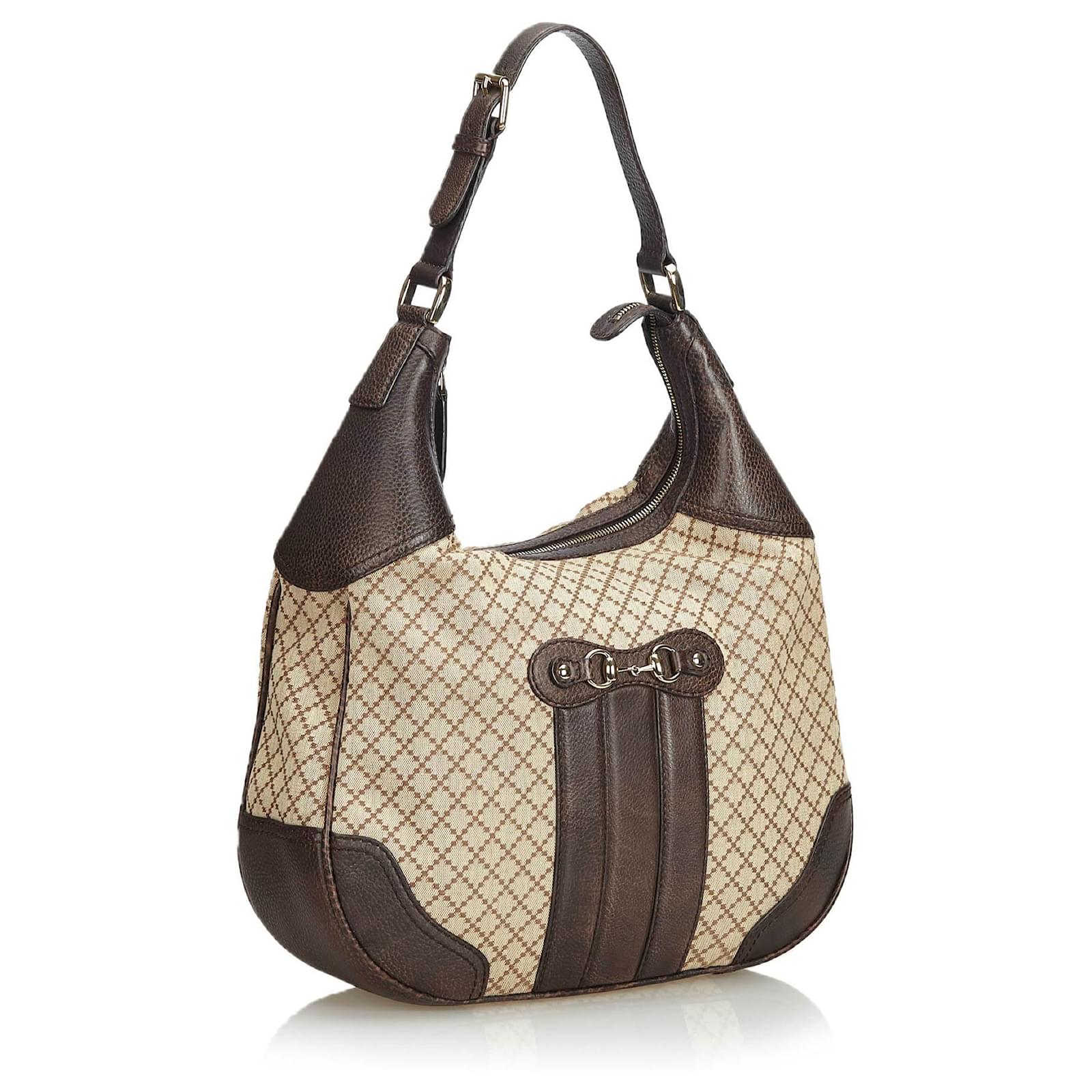 gucci brown diamante canvas shoulder bolsa