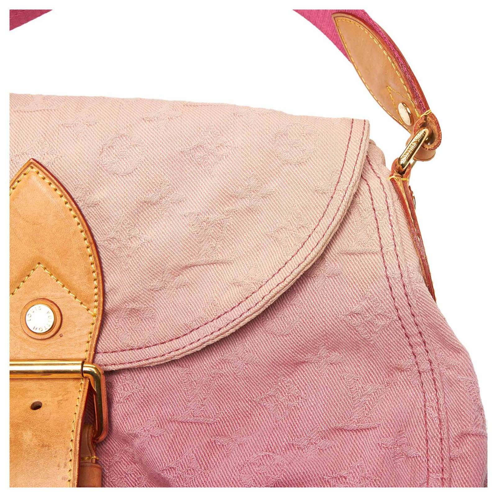 Louis Vuitton Pink Monogram Denim Sunray Leather Cloth ref.130559