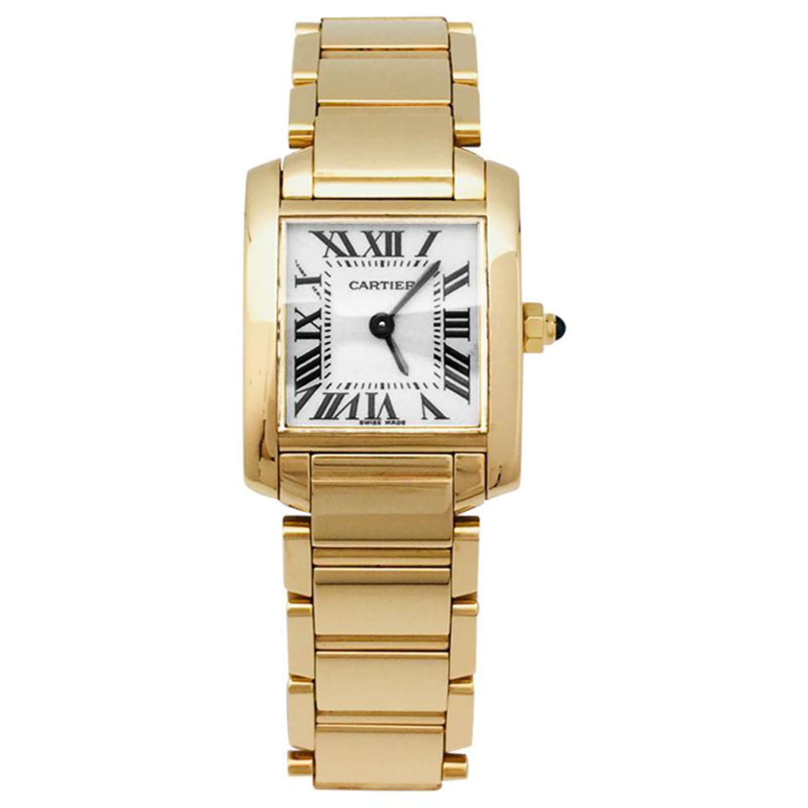 Montre Cartier modèle "Tank Française" en or jaune sur or jaune. ref.130675 Joli Closet
