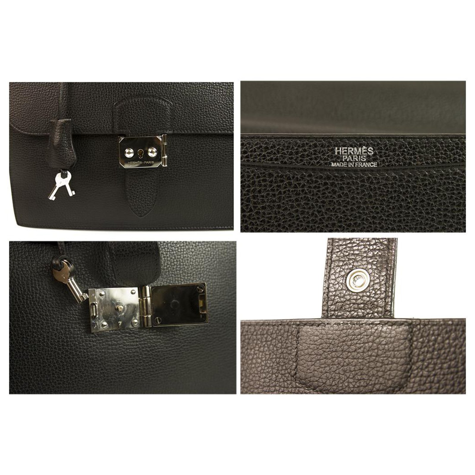 Hermès Hermes Sac a Depeches 27 Black Togo Leather Briefcase Handbag  Palladium Hardware ref.130684 - Joli Closet