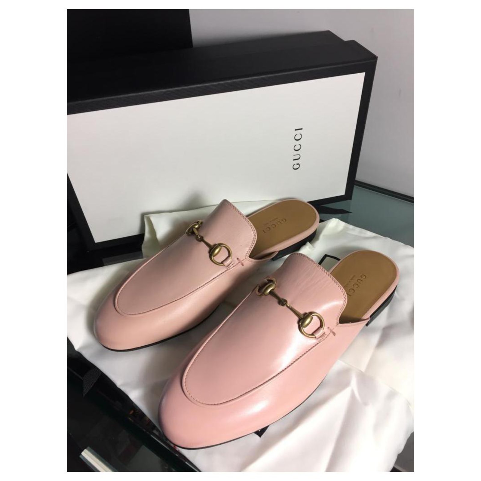 GUCCI Princetown leather slipper MULES NEW 100% Pink ref.130886