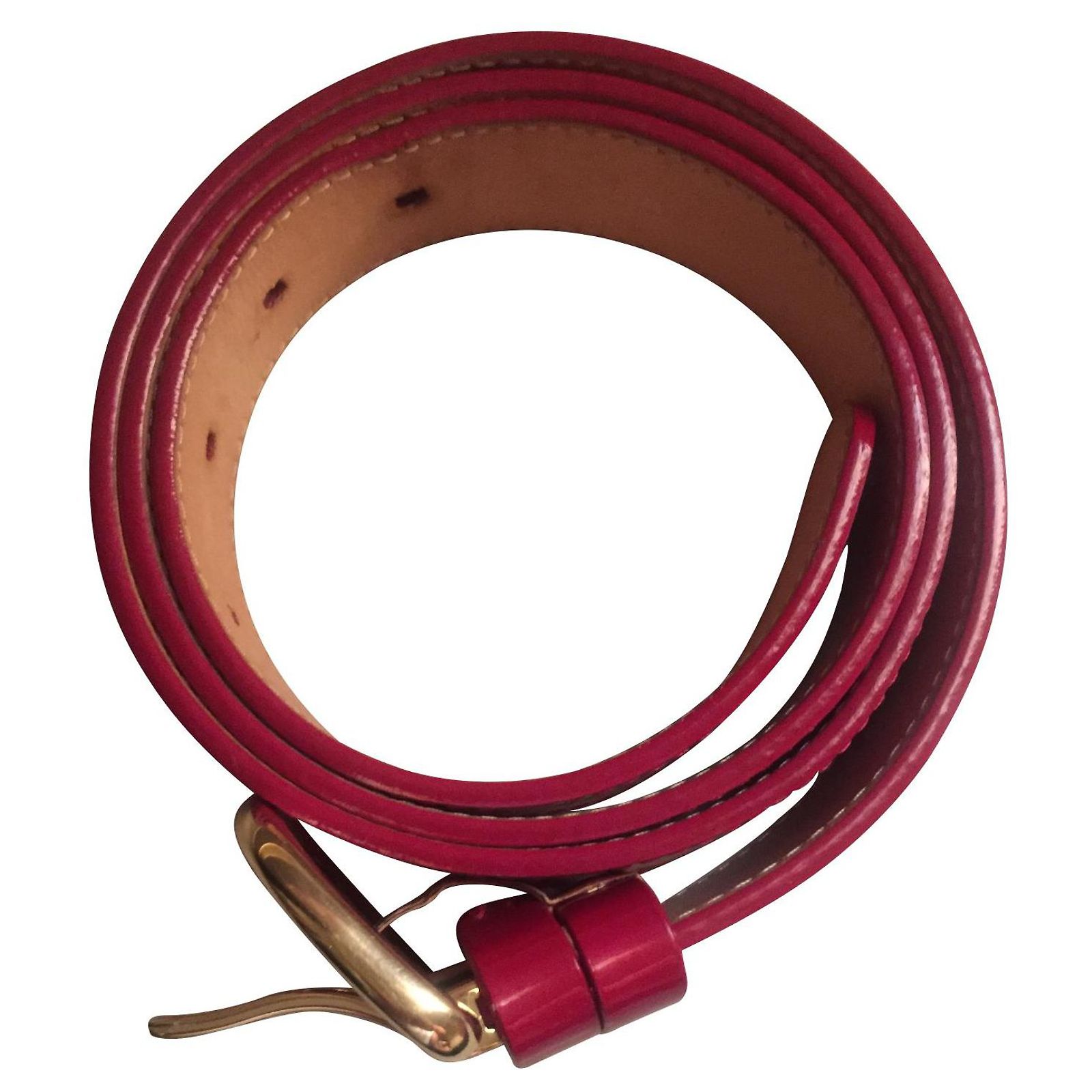 Ceinture En Cuir Verni Rouge Girbaud - Taille 90 Cm - Occasion Très Bon état - Fabriquée En Italie