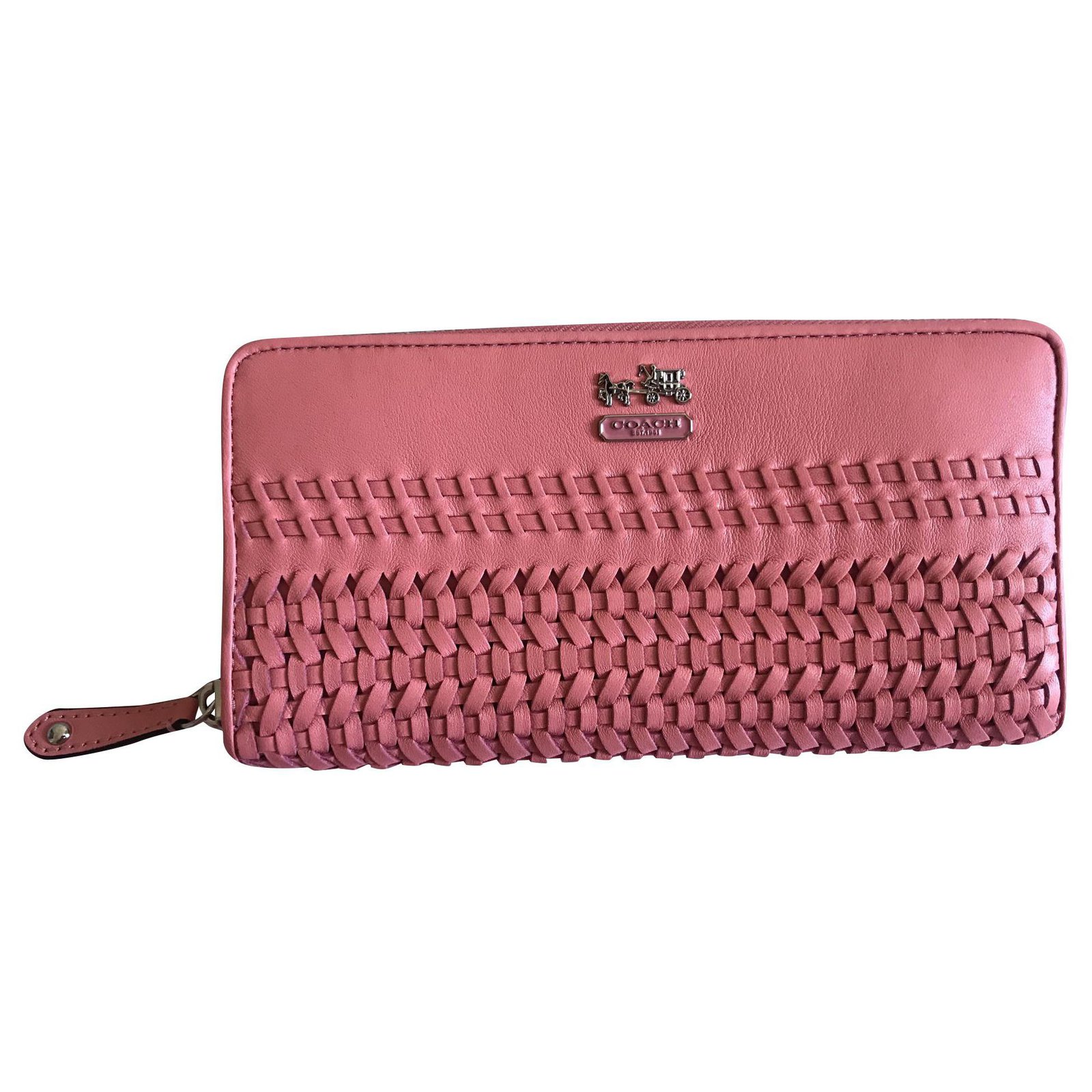 Coach woven long wallet Pink Leather ref.131859 - Joli Closet