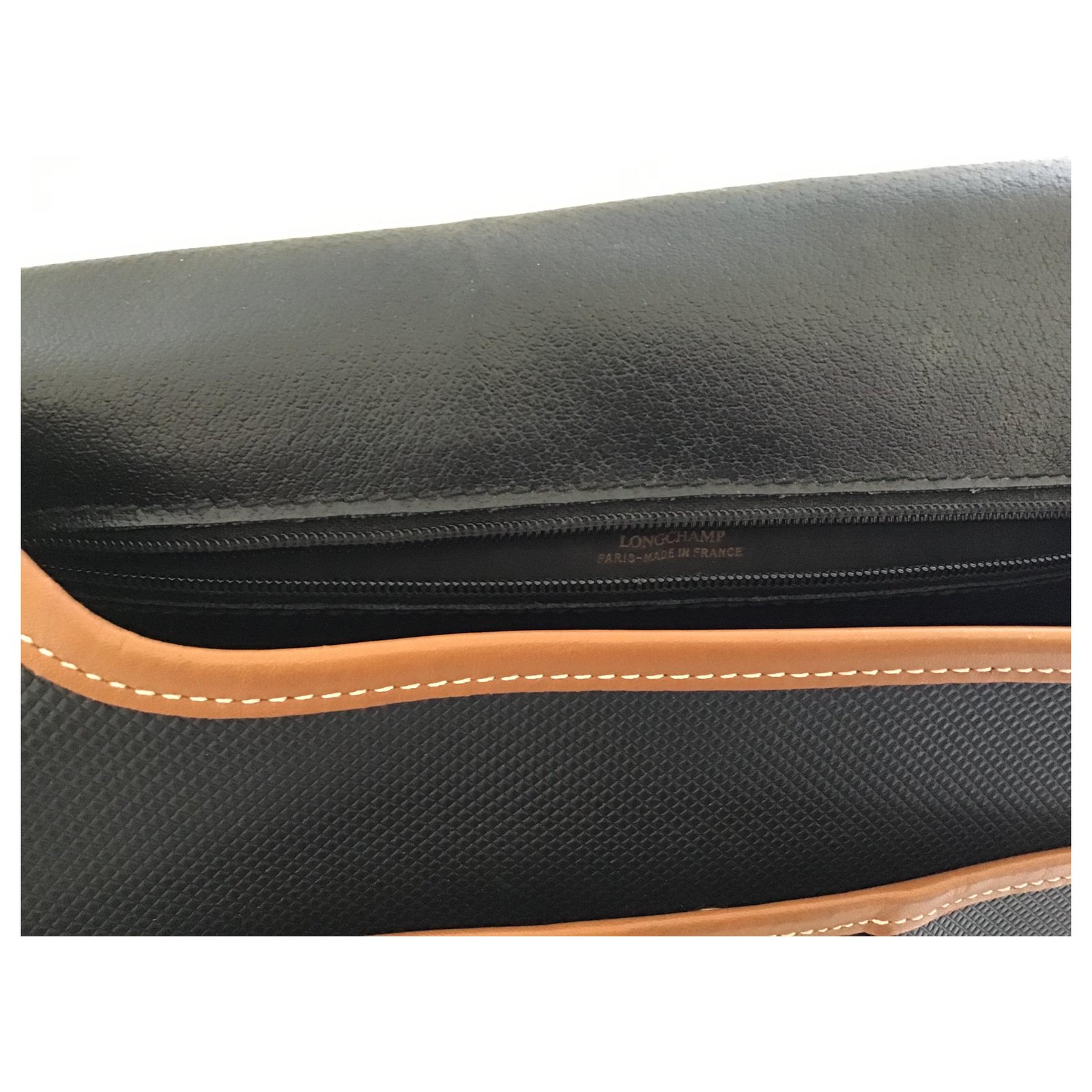 Longchamp Handbags Brown Black Leather Cloth ref.132062 - Joli Closet