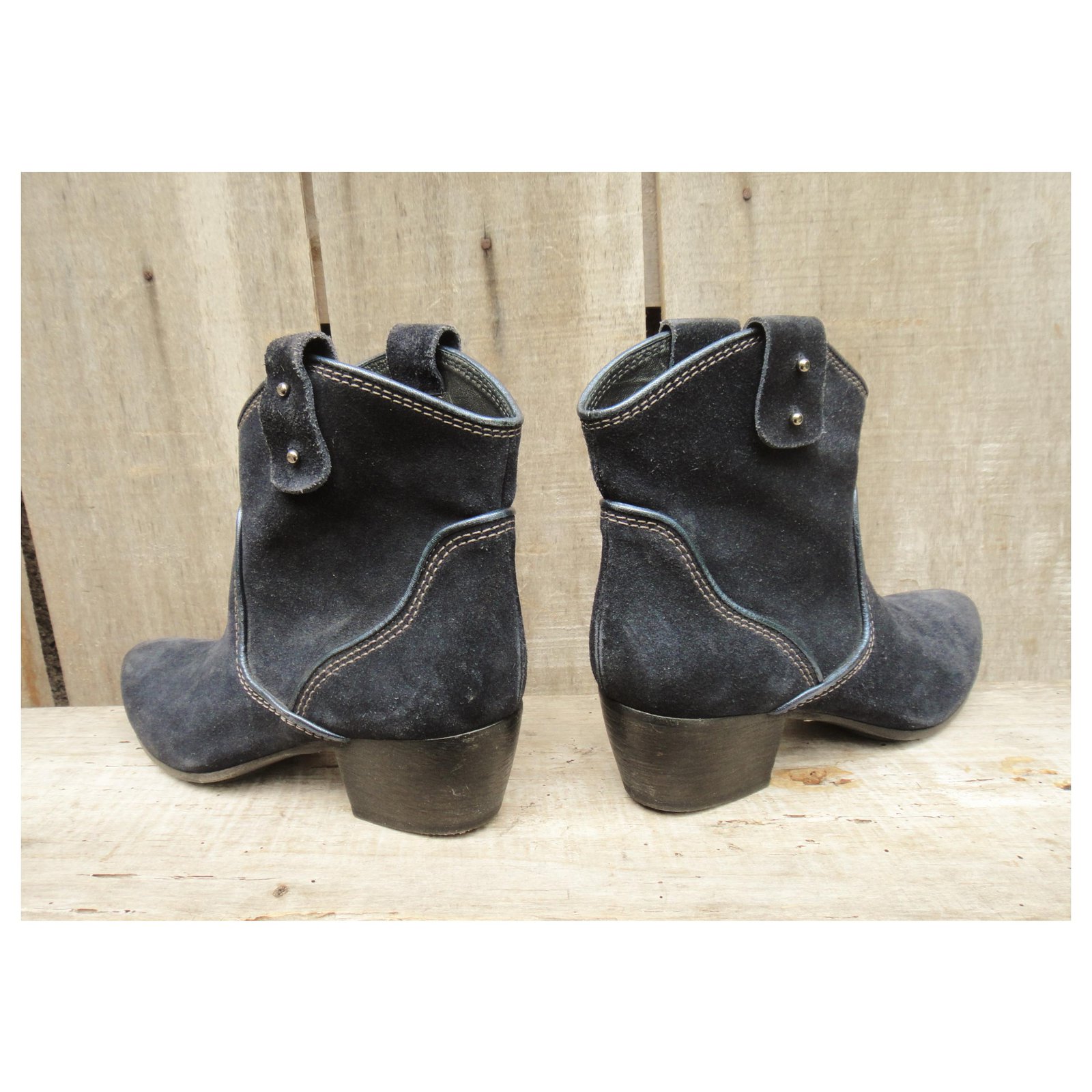 navy western ankle boots