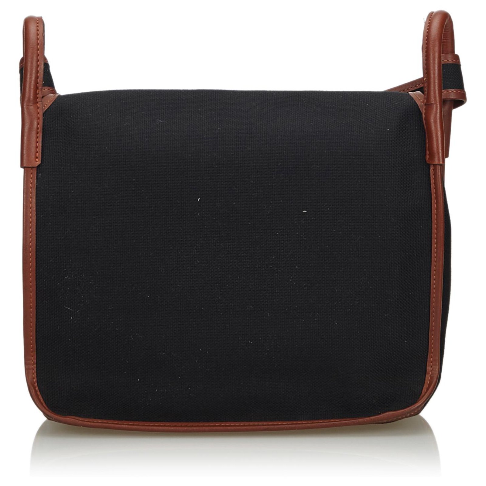 Yves Saint Laurent YSL Black Canvas Crossbody Bag Brown Leather Cloth Cloth  ref.132783 - Joli Closet