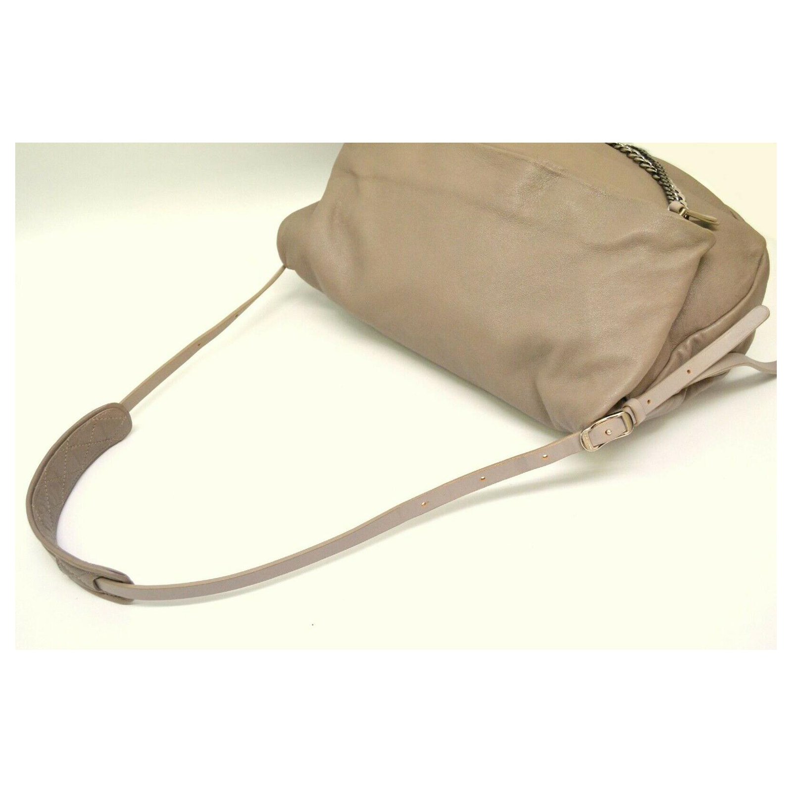 Jimmy Choo Leather Chain Crossbody Bag Beige ref.132857 - Joli Closet