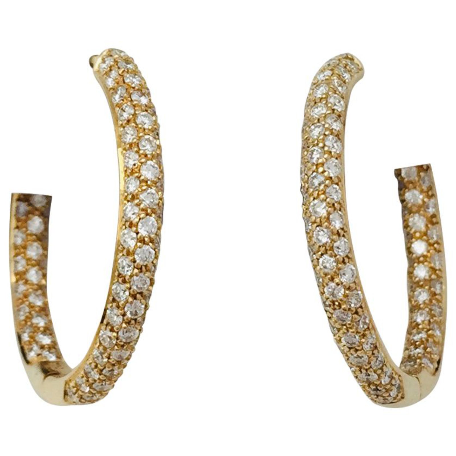 Victoria Casal yellow gold and diamond hoops. White gold ref.132938 ...