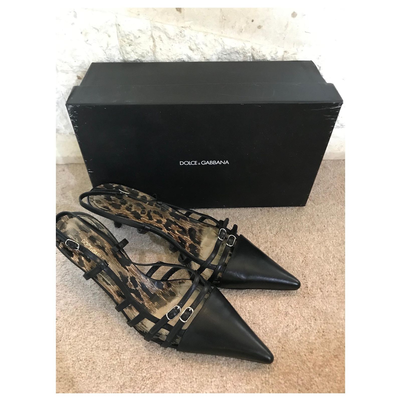Escarpins Dolce & Gabbana Talons Aiguilles Cuir Noir - Pointure 40 - Talon Très Haut - Occasion Bon état